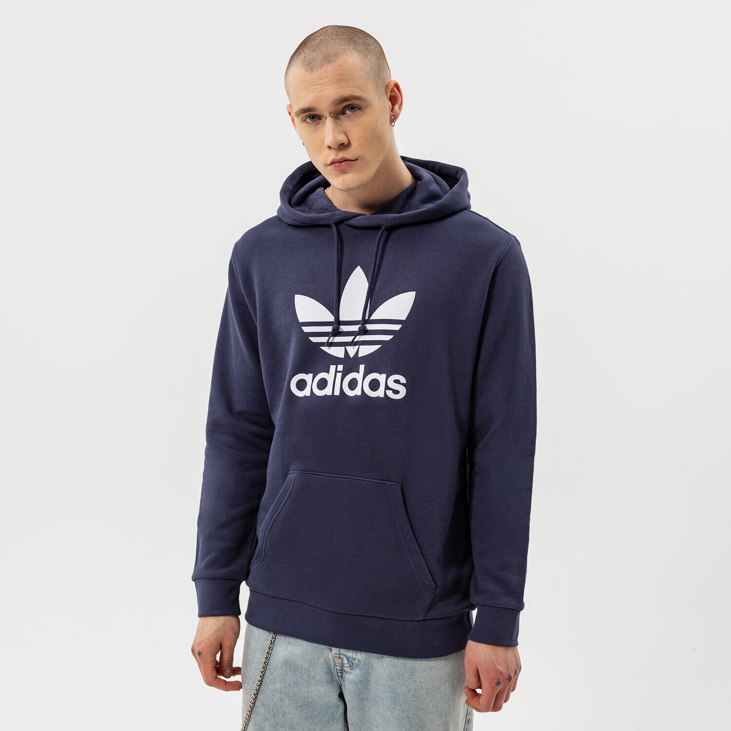 Bărbați bluză ADIDAS BLUZĂ CU GLUGĂ TREFOIL HOODY HE9497 Bleumarin