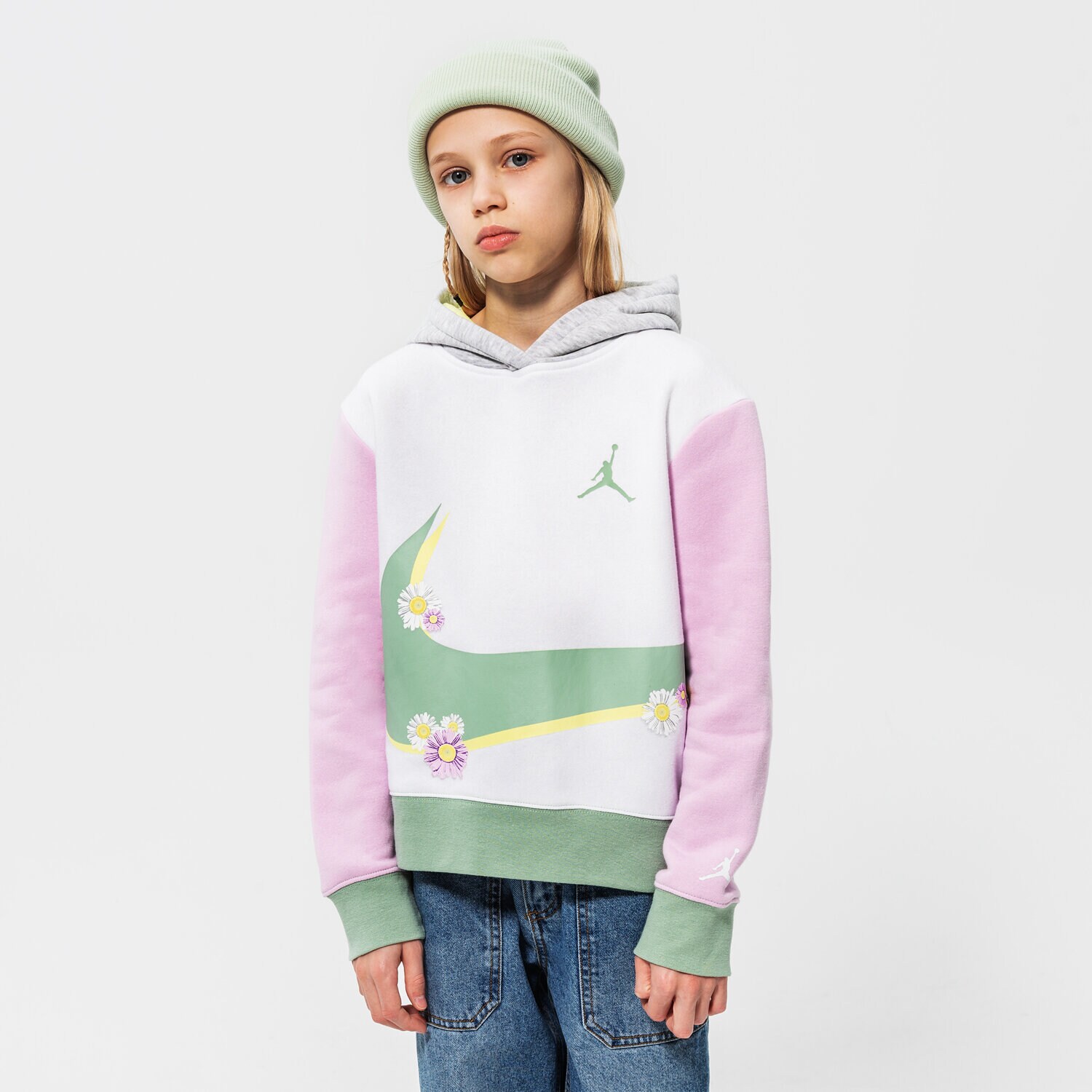 Copii bluză JORDAN BLUZĂ CU GLUGĂ JORDAN WRAP PULLOVER GIRL 45B319-001 Alb