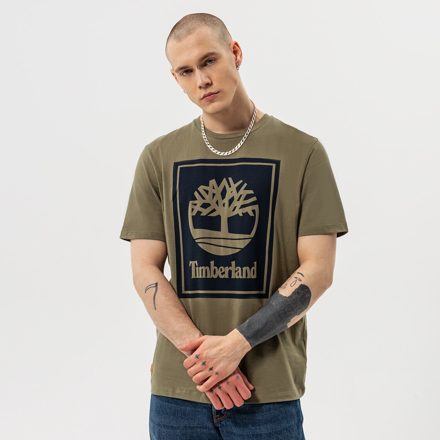 Bărbați tricou TIMBERLAND TRICOU YC SS STACK LOGO TEE (REGULAR) TB0A2AJ1AX21 Kaki