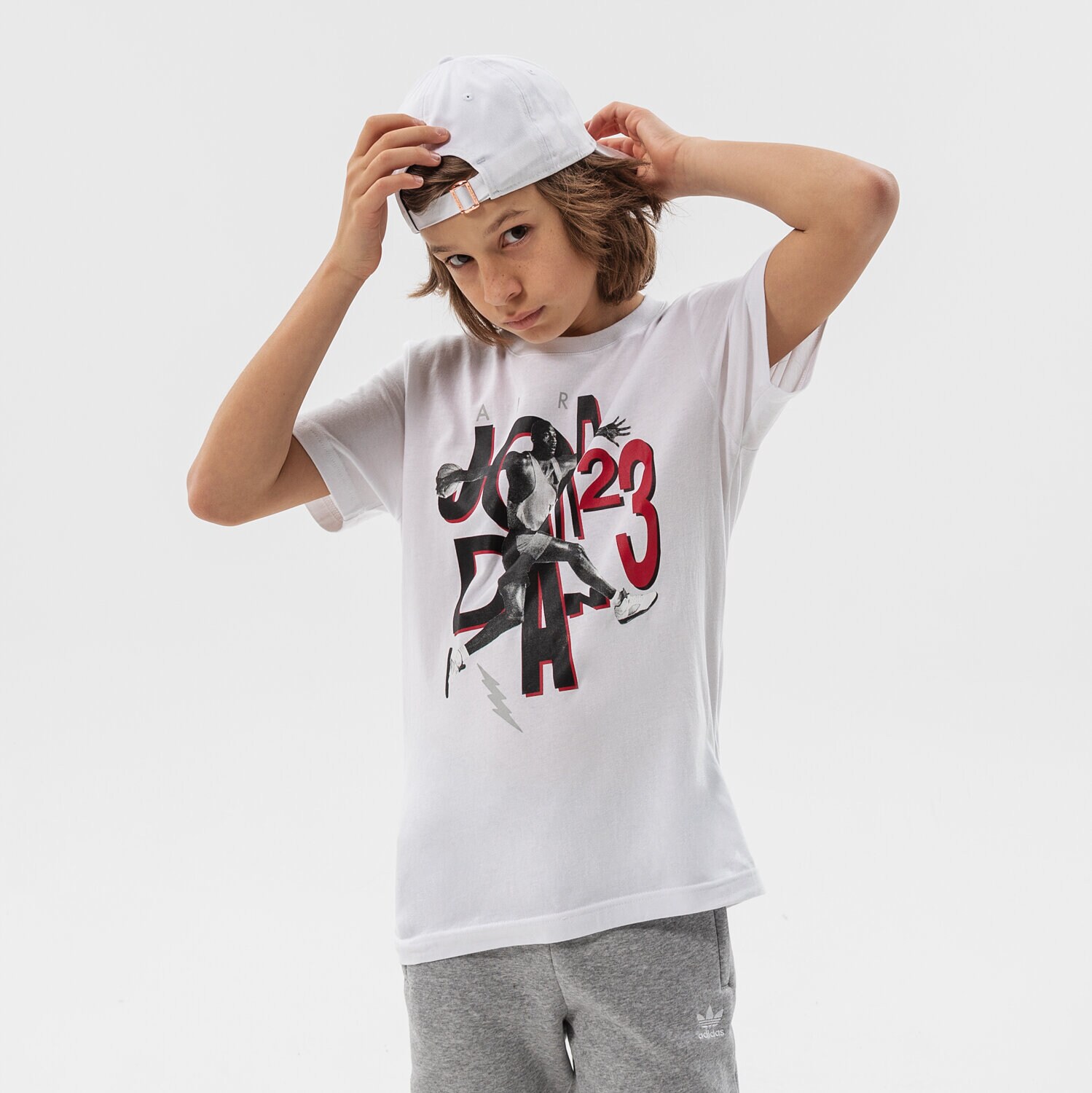 Copii tricou JORDAN TRICOU JUMBLE AIR TIME SS TEE BOY 95B238-001 Alb