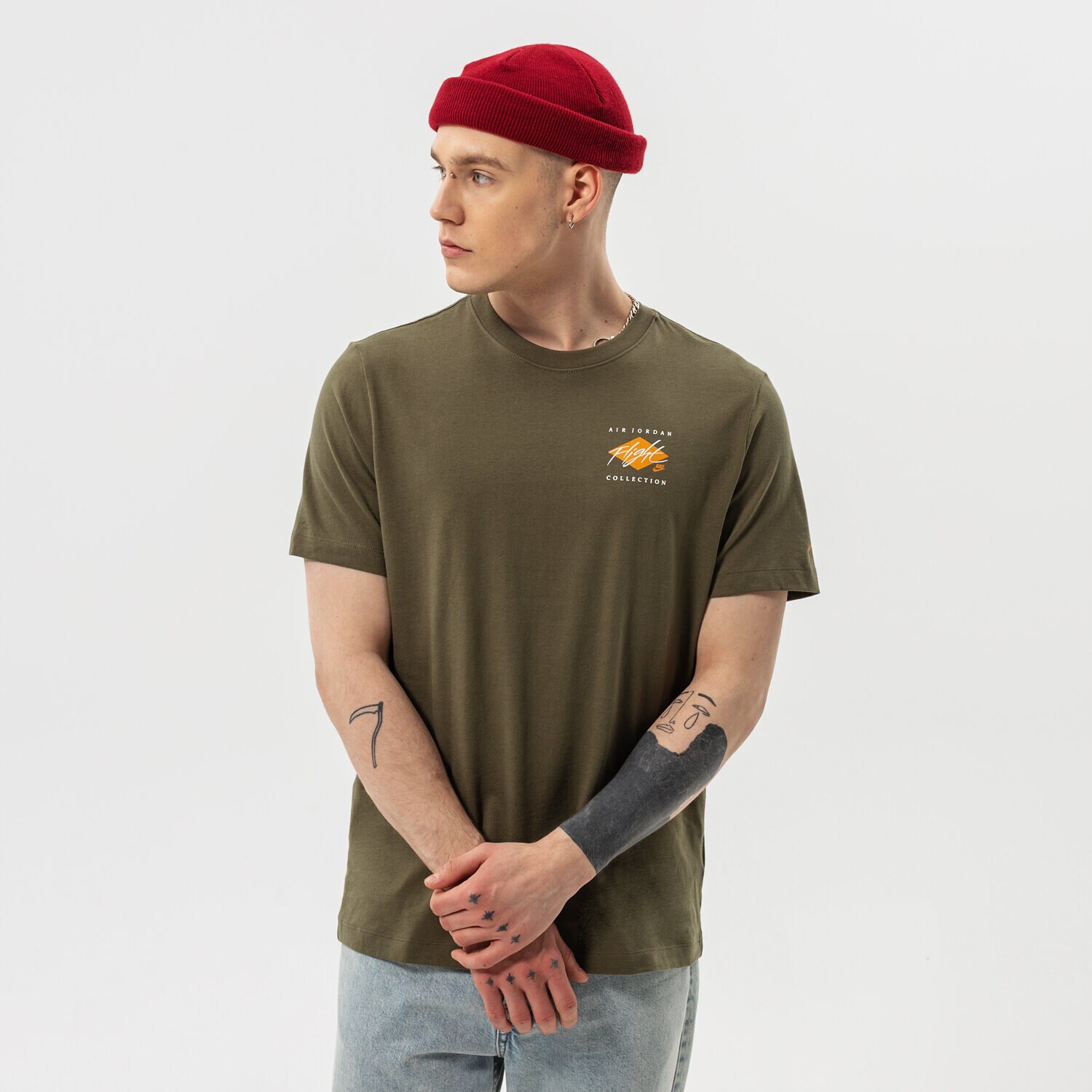 Bărbați tricou JORDAN TRICOU M J FLT ESS JDN AIR GFX CREW DH8968-222 Kaki