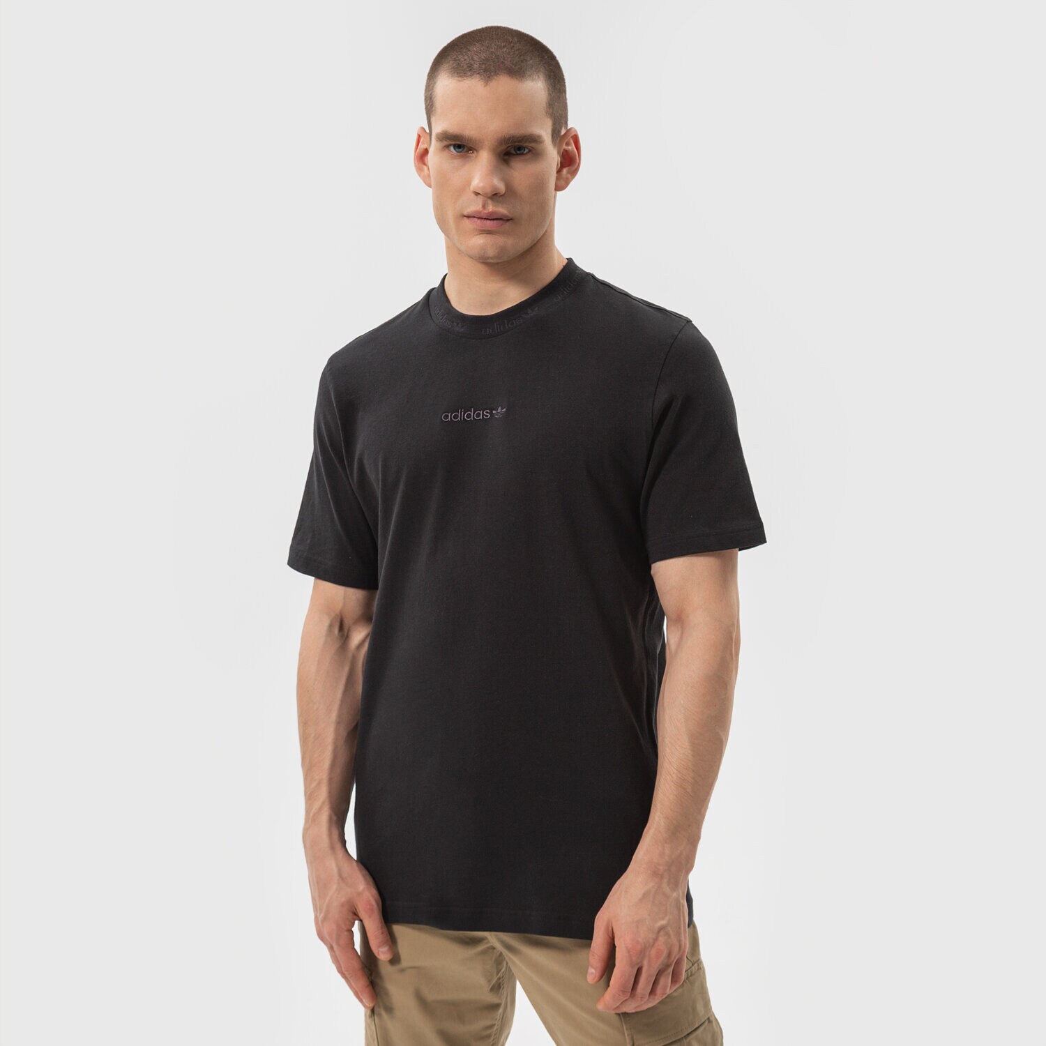 Bărbați tricou ADIDAS TRICOU TREFOIL LINEAR RIB TEE HM2660 Negru