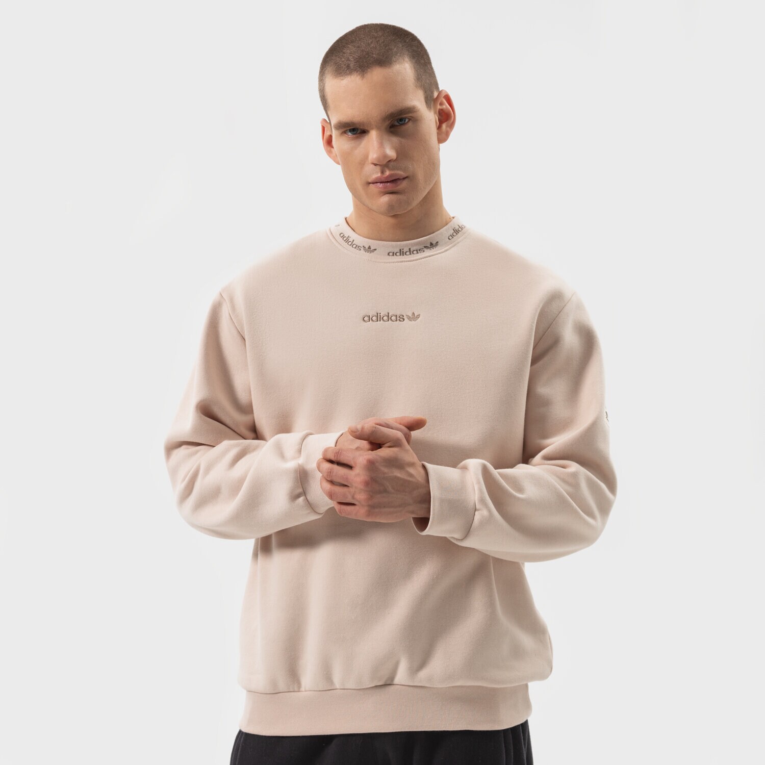 Bărbați bluză ADIDAS BLUZĂ TREFOIL LINEAR LABEL SWEATSHIRT HM2666 Bej