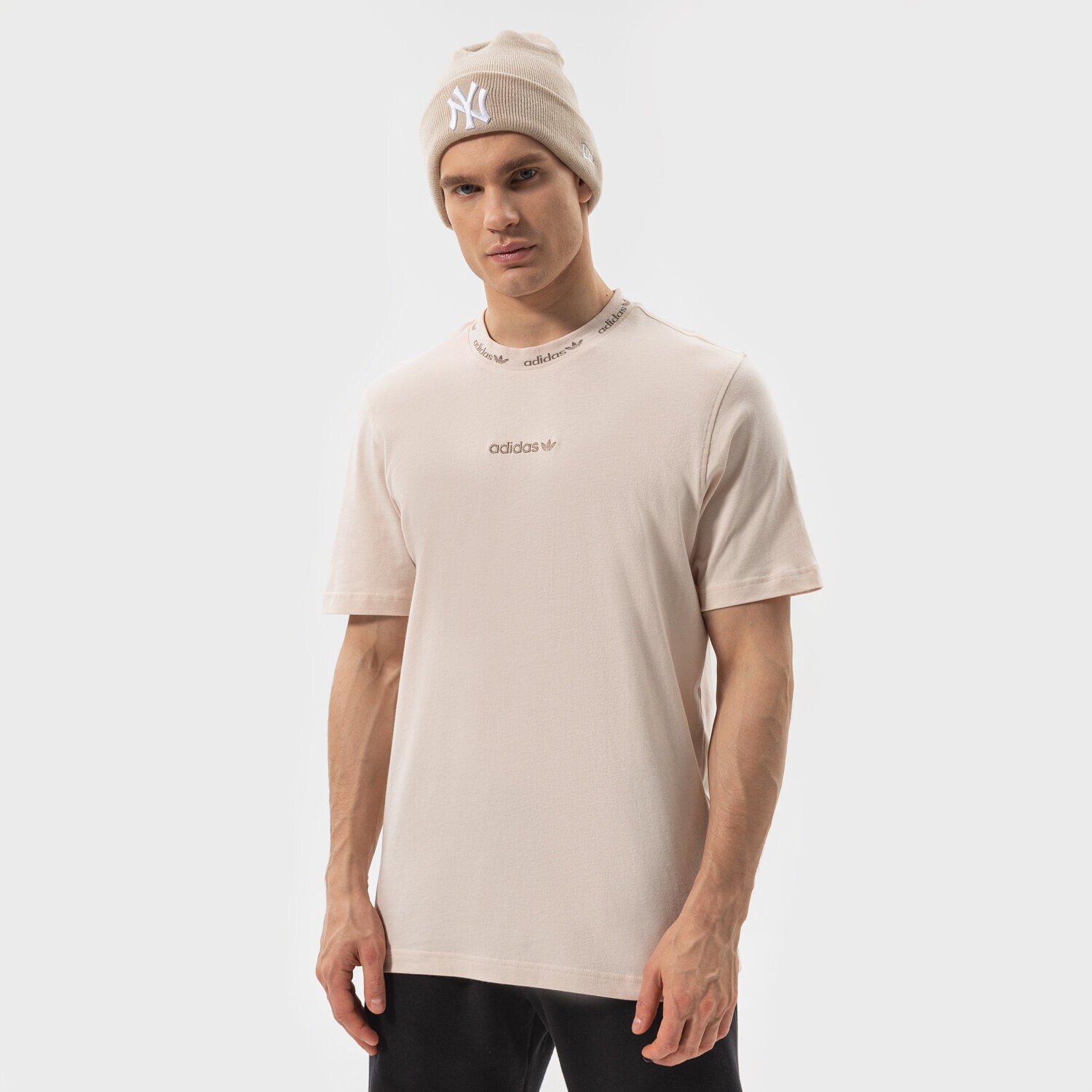 Bărbați tricou ADIDAS TRICOU TREFOIL LINEAR RIB TEE HM2658 Bej