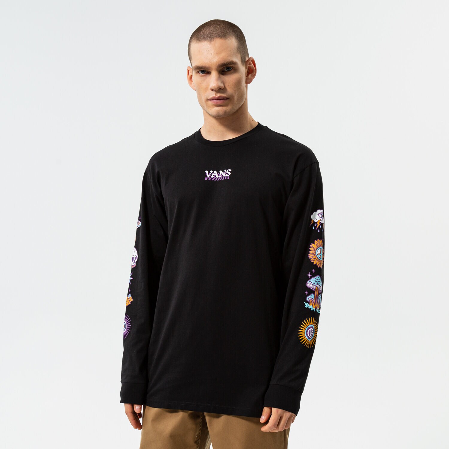 Bărbați tricou VANS TRICOU ABSTRACT DAZE LS VN0A7TMJBLK1 Negru