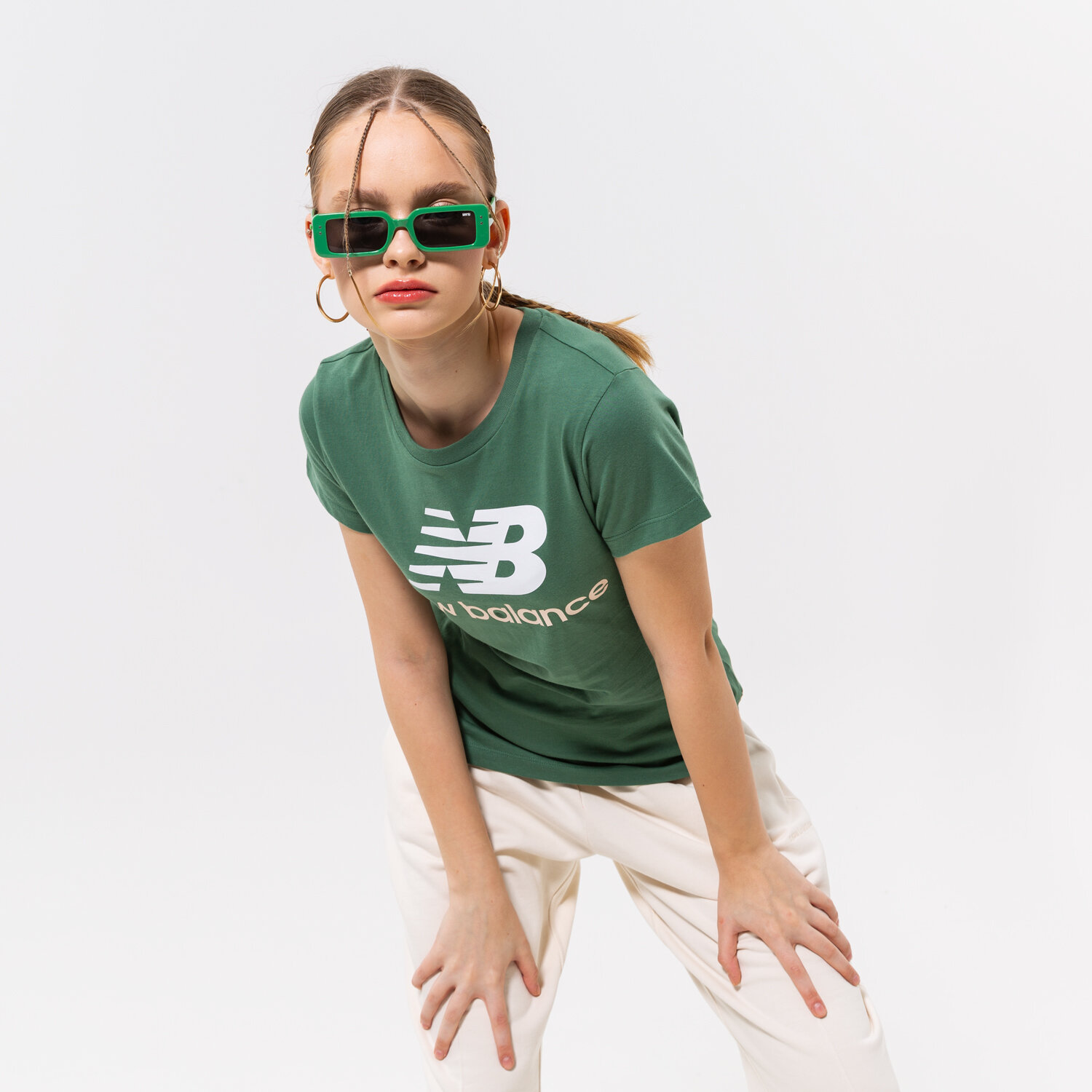 Femei tricou NEW BALANCE TRICOU NB ESSENTIALS STACKED LOGO TEE WT91546JD Verde