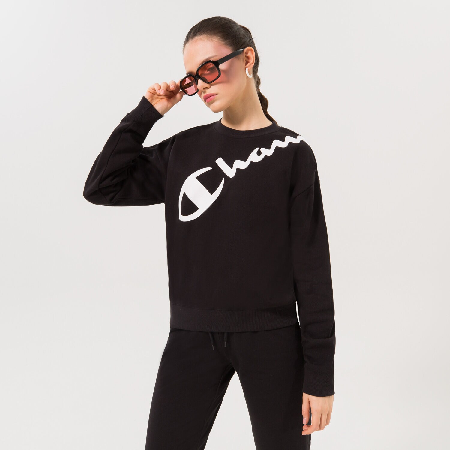 Femei bluză CHAMPION BLUZĂ CREWNECK SWEATSHIRT 115392KK001 Negru
