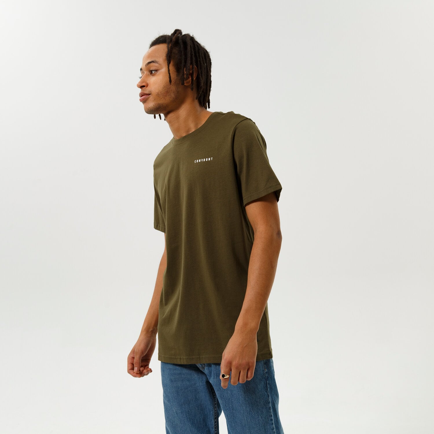 Bărbați tricou CONFRONT TRICOU SMALL LOGO TEE KHAKI CF321TSM77001 Kaki
