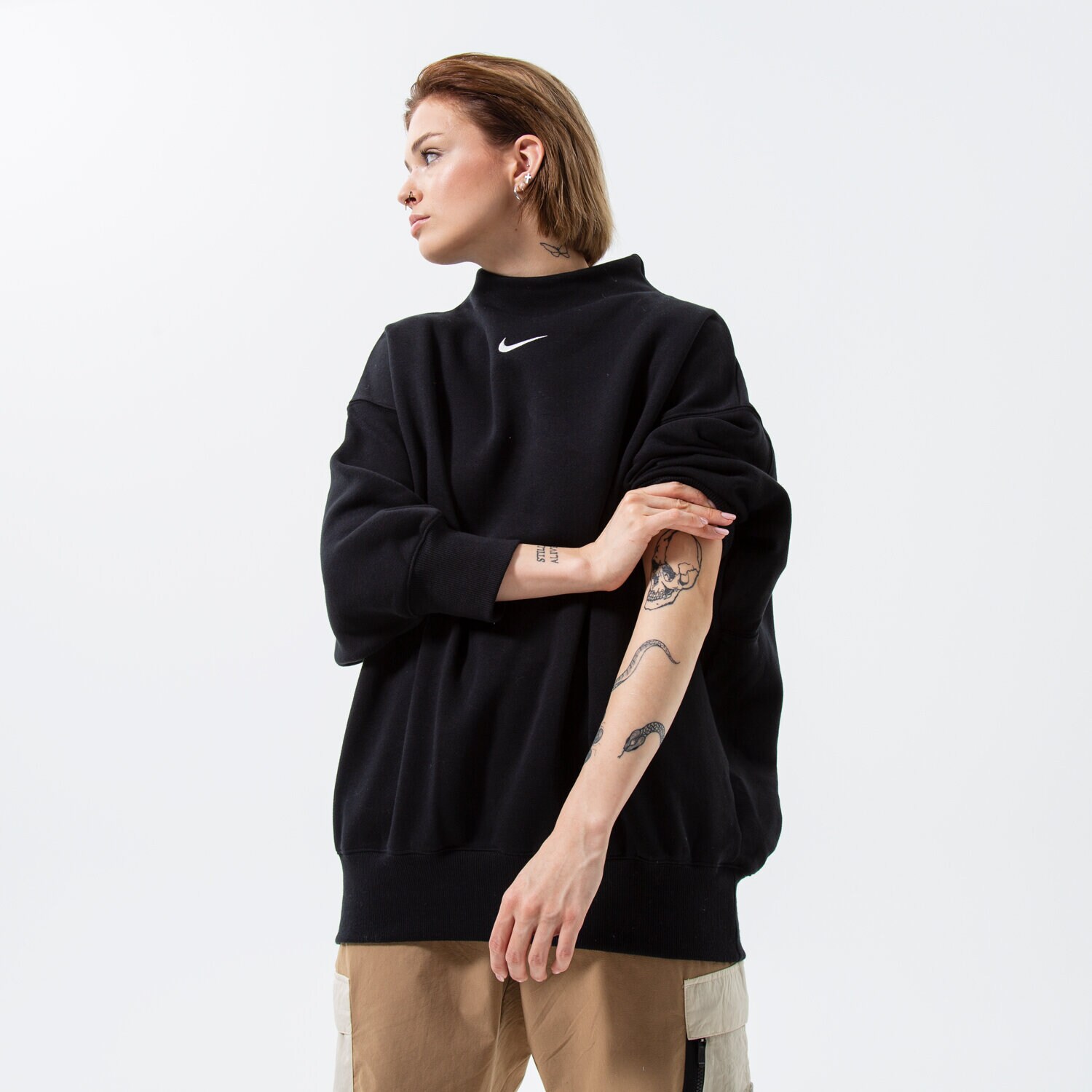 Femei bluză NIKE BLUZĂ W NSW STYLE FLC MOCK OOS DQ5765-010 Negru