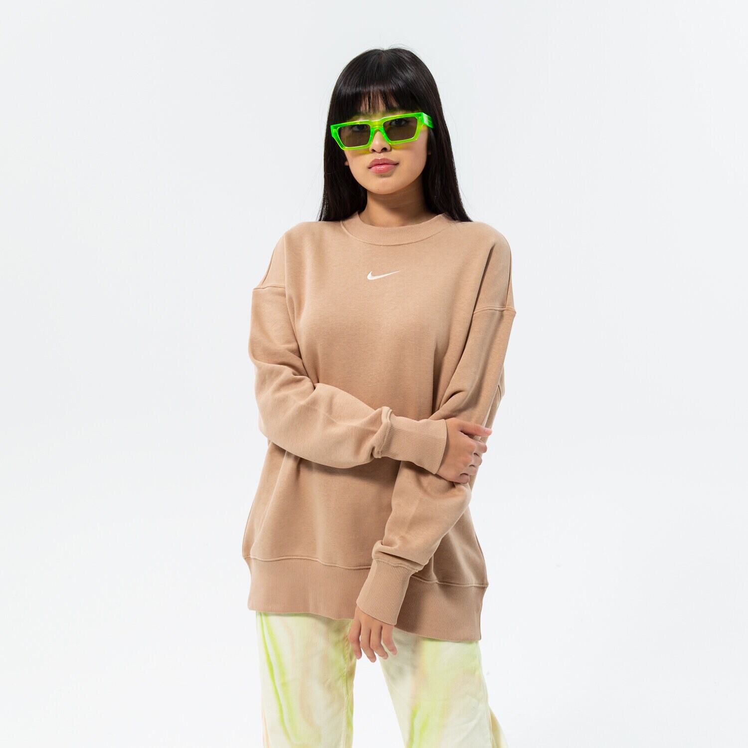 Femei bluză NIKE BLUZĂ W NSW STYLE FLC CREW OS DQ5733-200 Bej