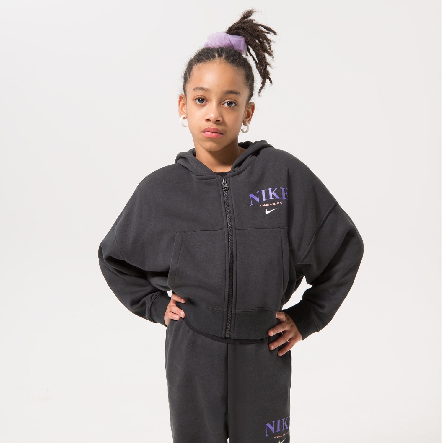 Copii bluză NIKE BLUZĂ G NSW TREND FLC FZ HOODIE GIRL DV2565-045 Negru