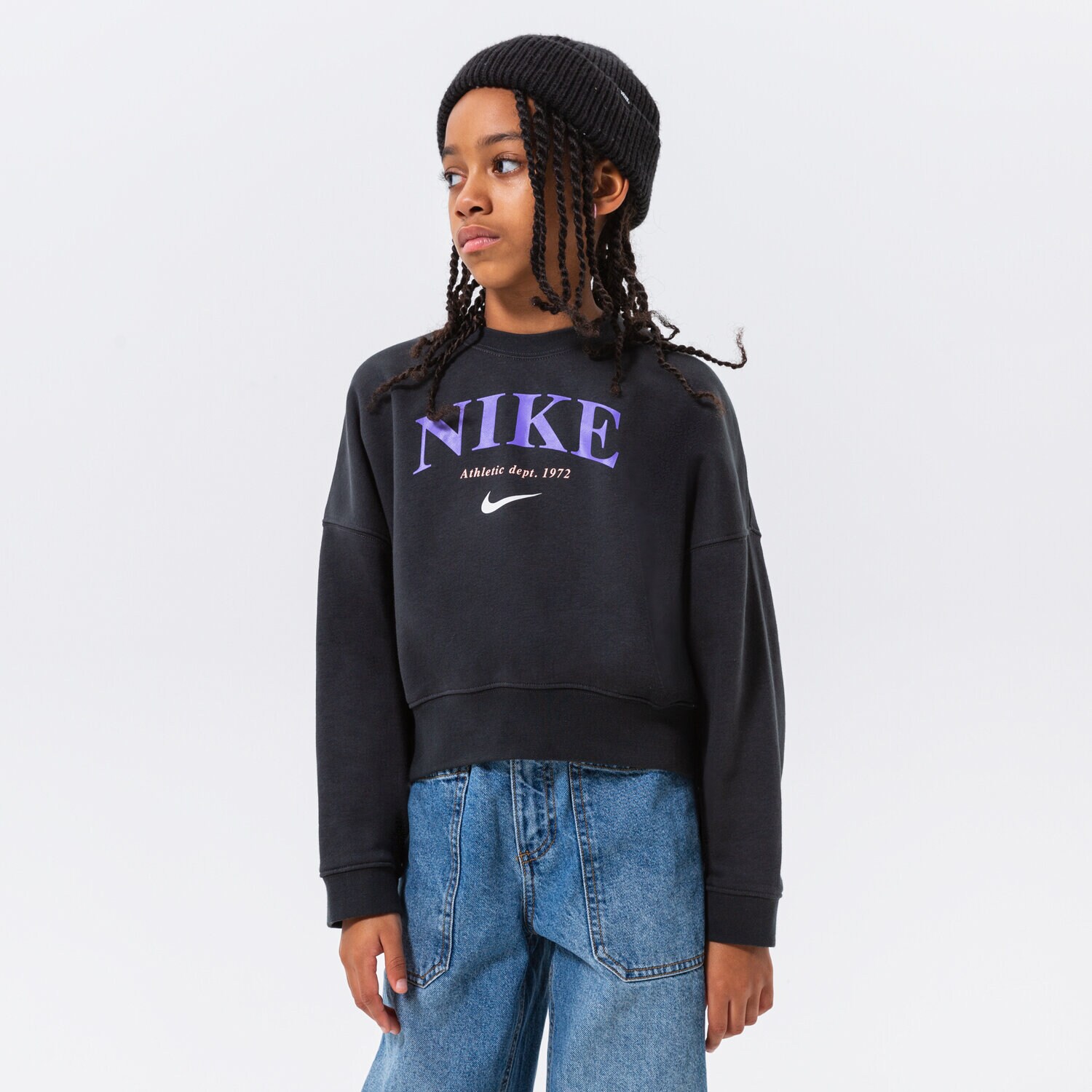 Copii bluză NIKE BLUZĂ G NSW TREND FLC CREW GIRL DV2563-045 Negru