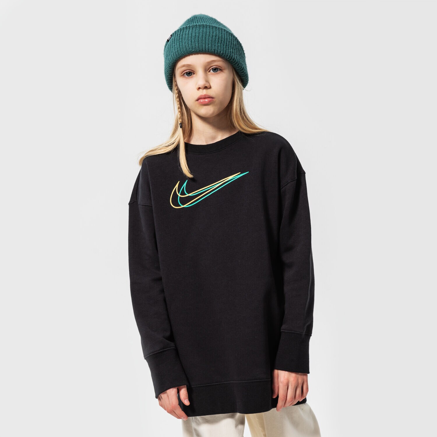 Copii bluză NIKE BLUZĂ G NSW BF CREW GIRL DO8391-010 Negru