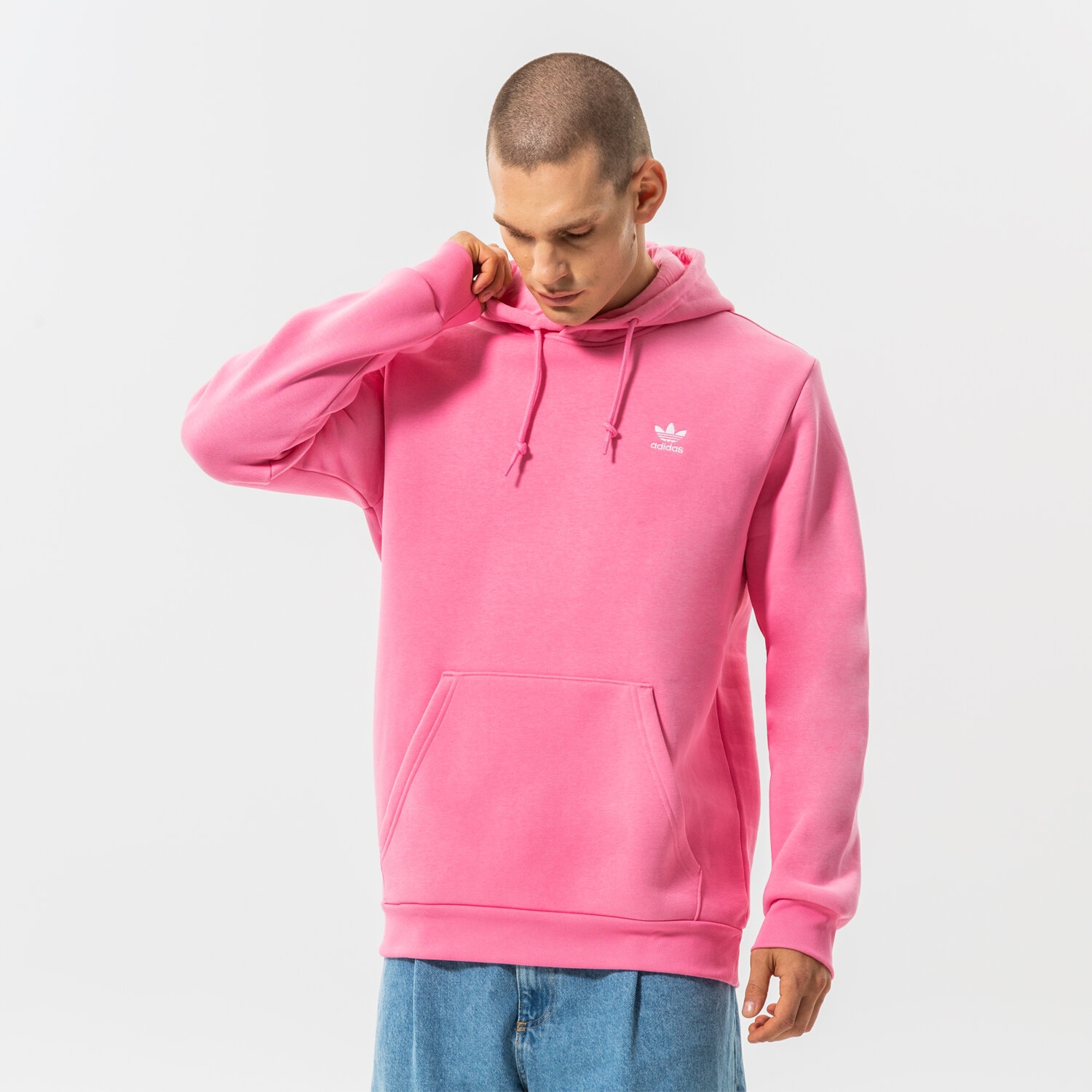 Bărbați bluză ADIDAS BLUZĂ CU GLUGĂ ESSENTIAL HOODY HK0097 Roz