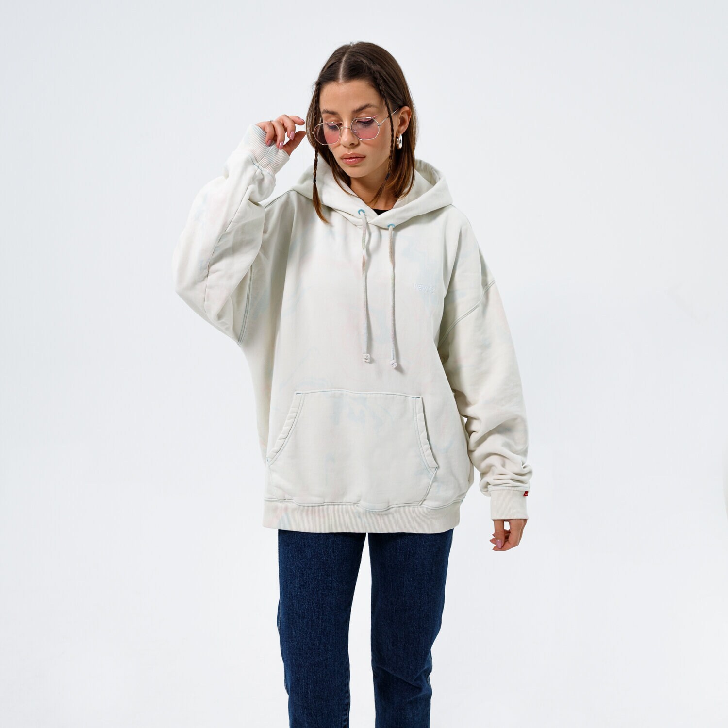 Femei bluză LEVI'S BLUZĂ CU GLUGĂ RED TAB SWEATS HOODIE A0747-0005 Alb