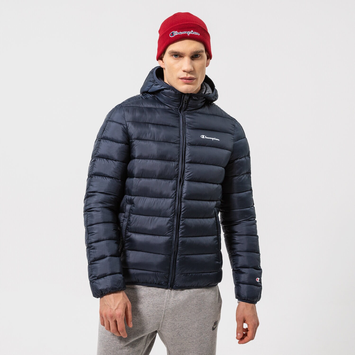 Bărbați eacă de iarnă CHAMPION JACHETĂ DE IARNĂ HOODED JACKET 216647BS501 Bleumarin