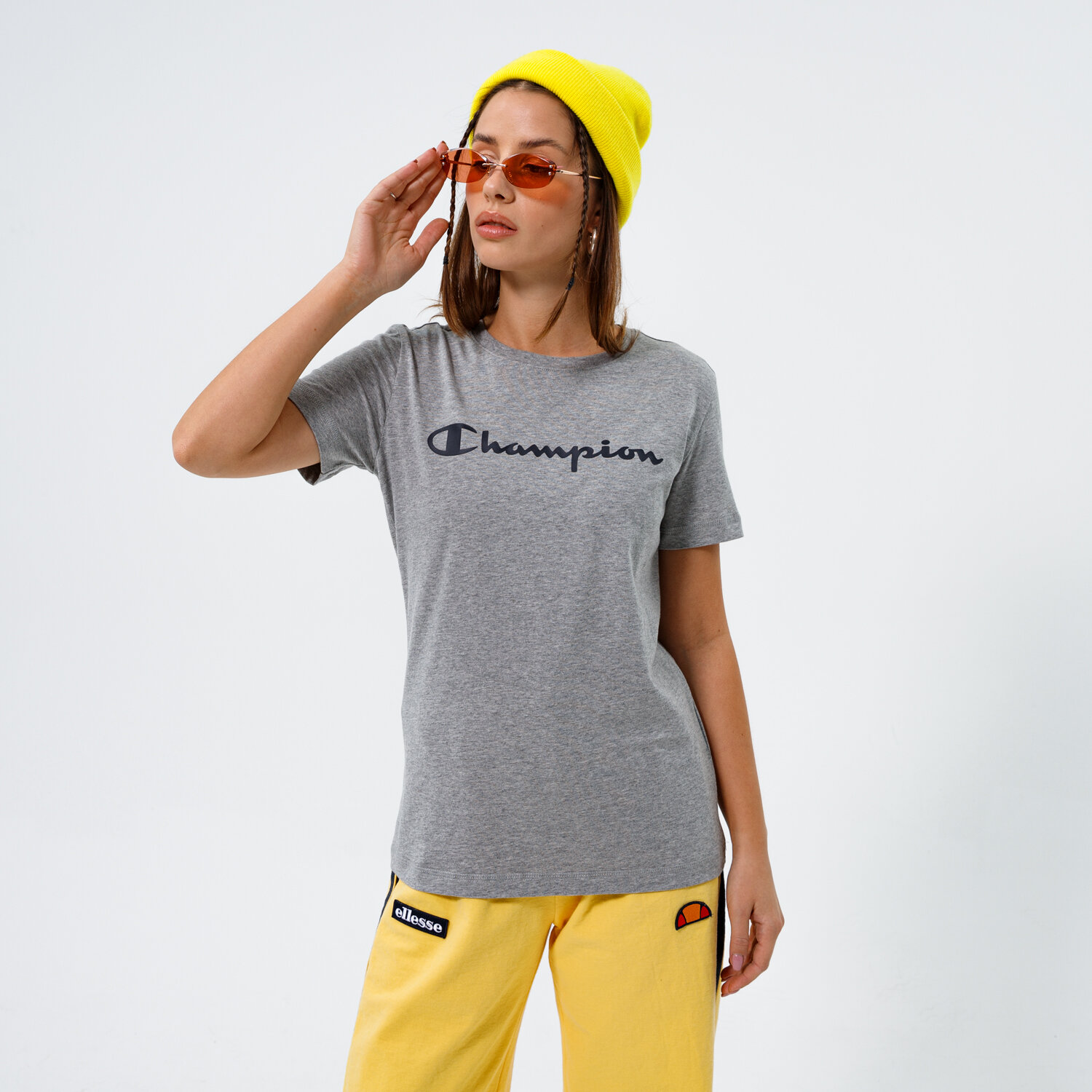 Femei tricou CHAMPION TRICOU CREWNECK TRICOU 113223EM006 Gri