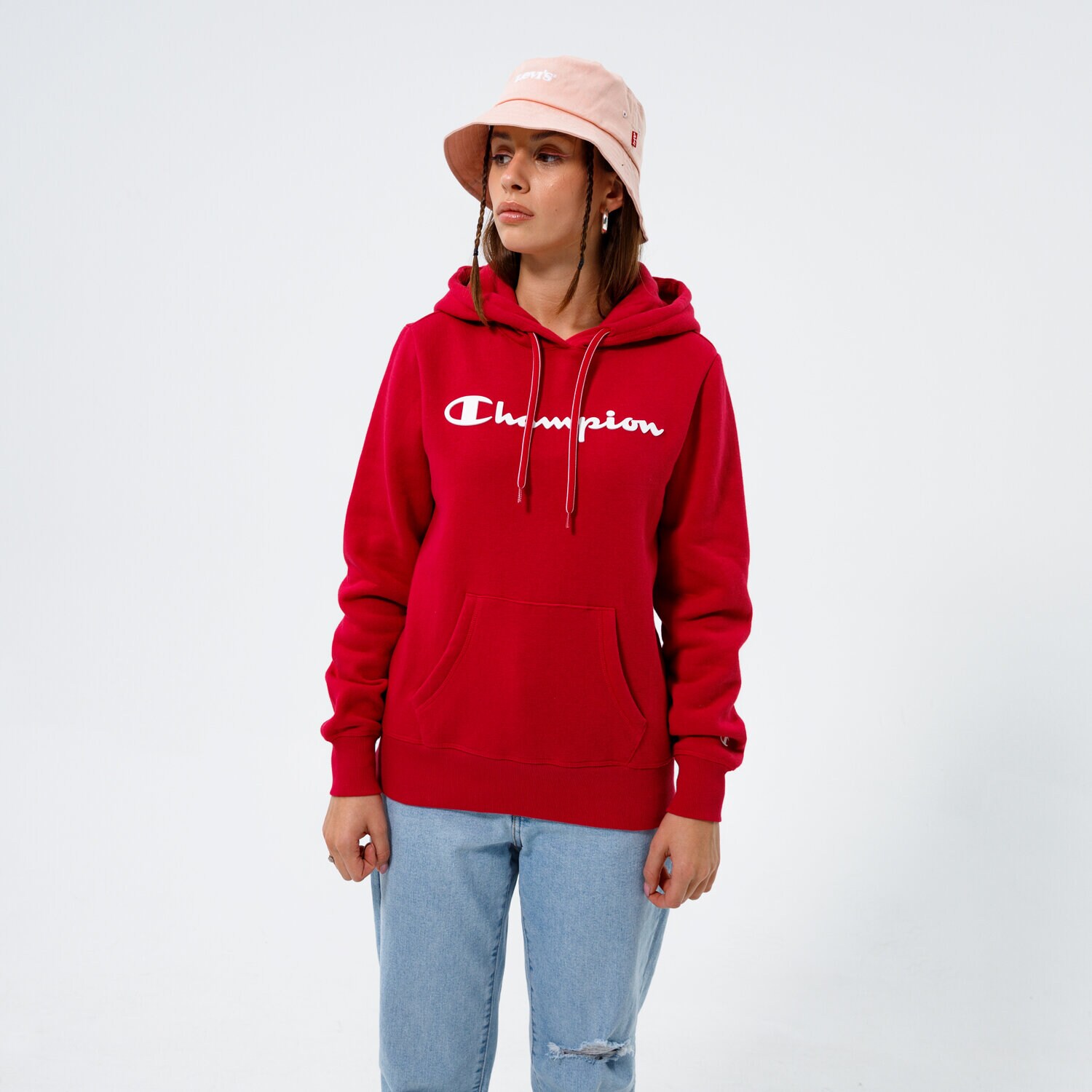 Femei bluză CHAMPION BLUZĂ CU GLUGĂ HOODED SWEATSHIRT 113207RS061 Bordo