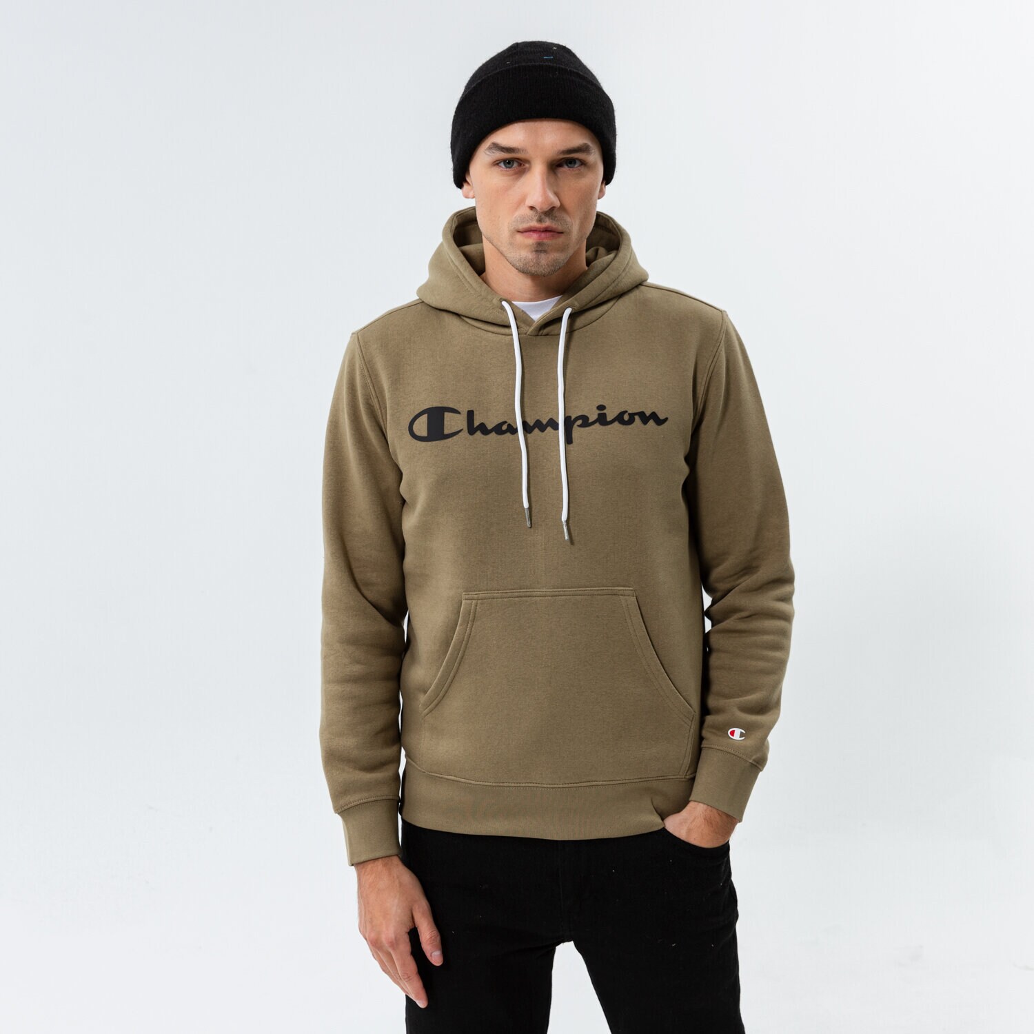 Bărbați bluză CHAMPION BLUZĂ CU GLUGĂ HOODED SWEATSHIRT 214743GS044 Kaki