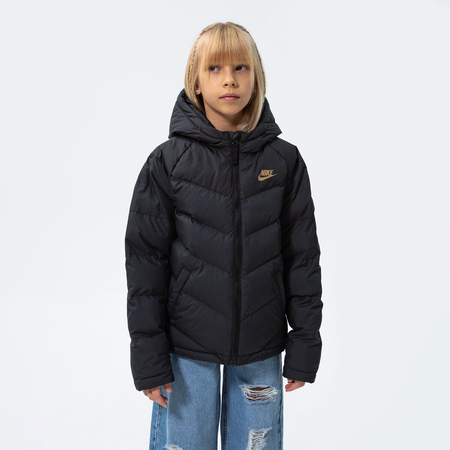 Jachetă de sezon pentru copii (primăvară/toamnă) NIKE JACHETĂ DE IARNĂ SPORTSWEAR U CU9157-014 Negru