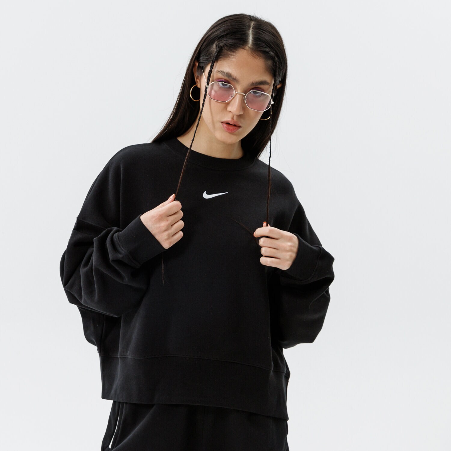 Femei bluză NIKE BLUZĂ W NSW ESSNTL FLC CREW CLCTN DJ7665-010 Negru
