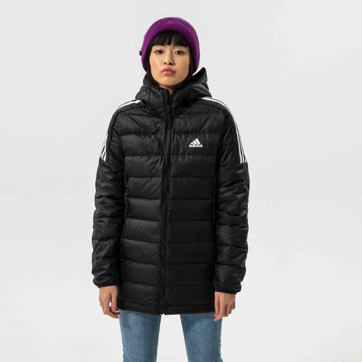 Femei geacă de iarnă ADIDAS JACHETĂ W ESS DOWN PAR GH4590 Negru