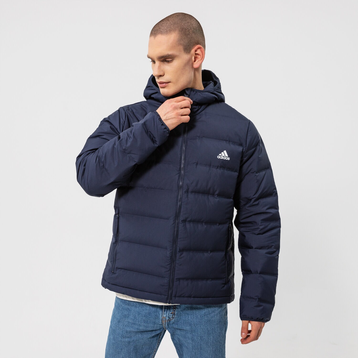 Bărbați eacă de iarnă ADIDAS JACHETĂ HELIONIC HO JKT GE5811 Bleumarin