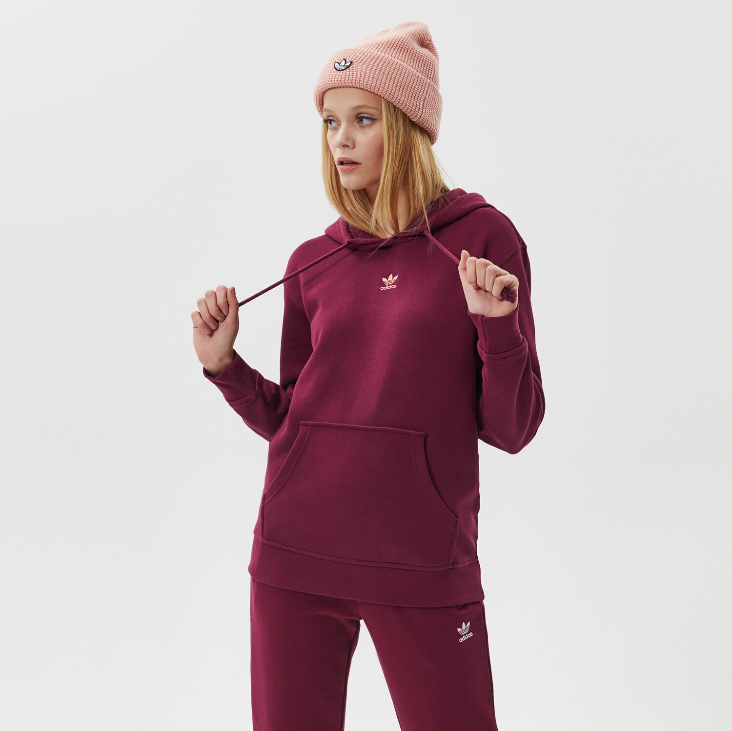 Femei bluză ADIDAS BLUZĂ CU GLUGĂ HOODIE H34728 Bordo