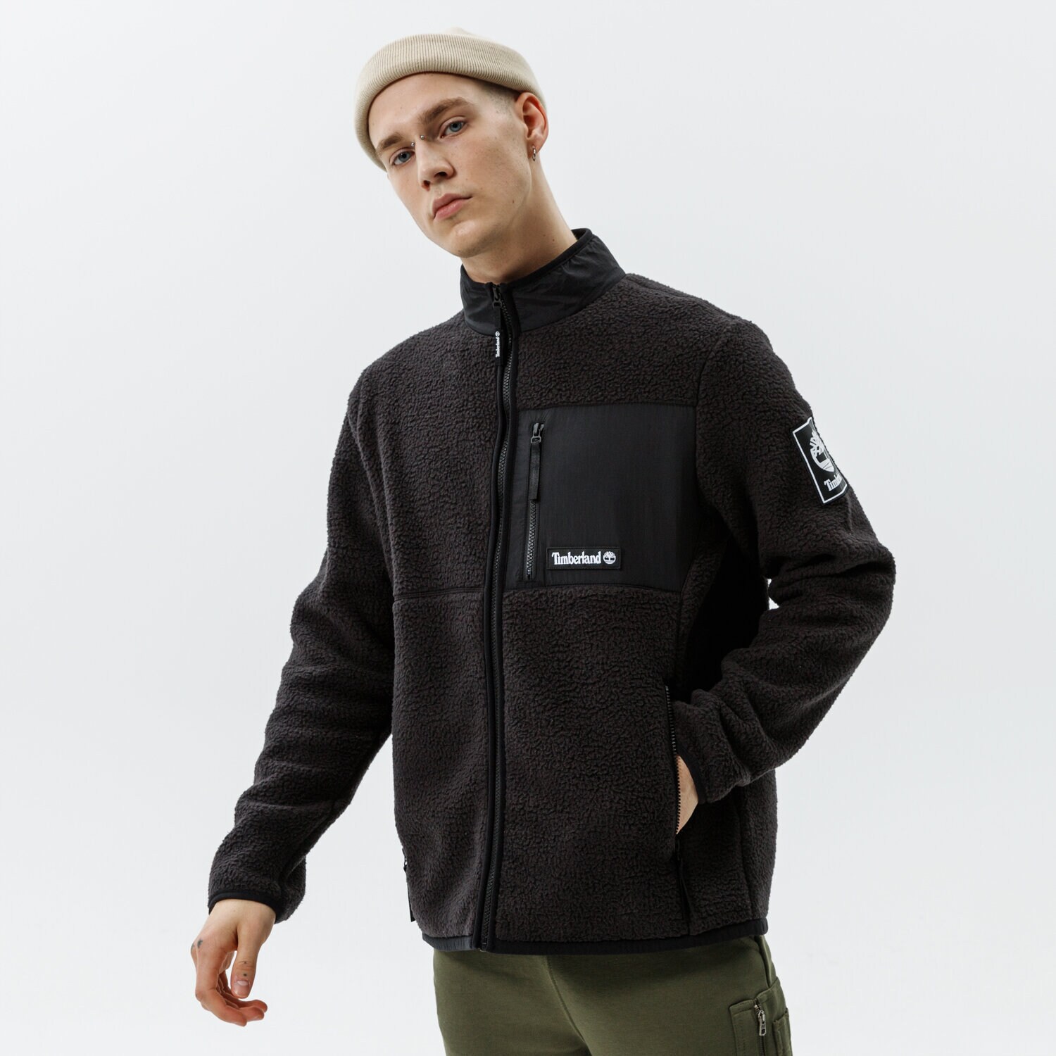 Bărbați eacă de iarnă TIMBERLAND JACHETĂ YC OUTDOOR ARCHIVE SHERPA FLEECE JACKET TB0A24A50011 Negru