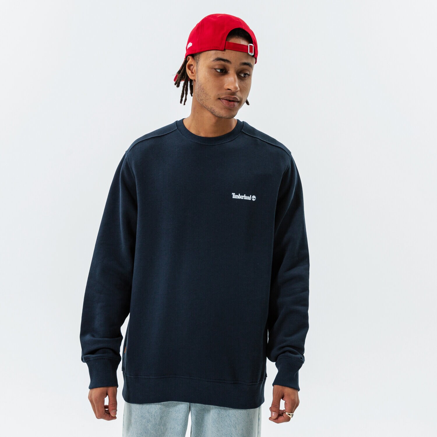 Bărbați bluză TIMBERLAND BLUZĂ CHEST LOGO CREW DARK SAPPHIRE TB0A5PDV4331 Albastru