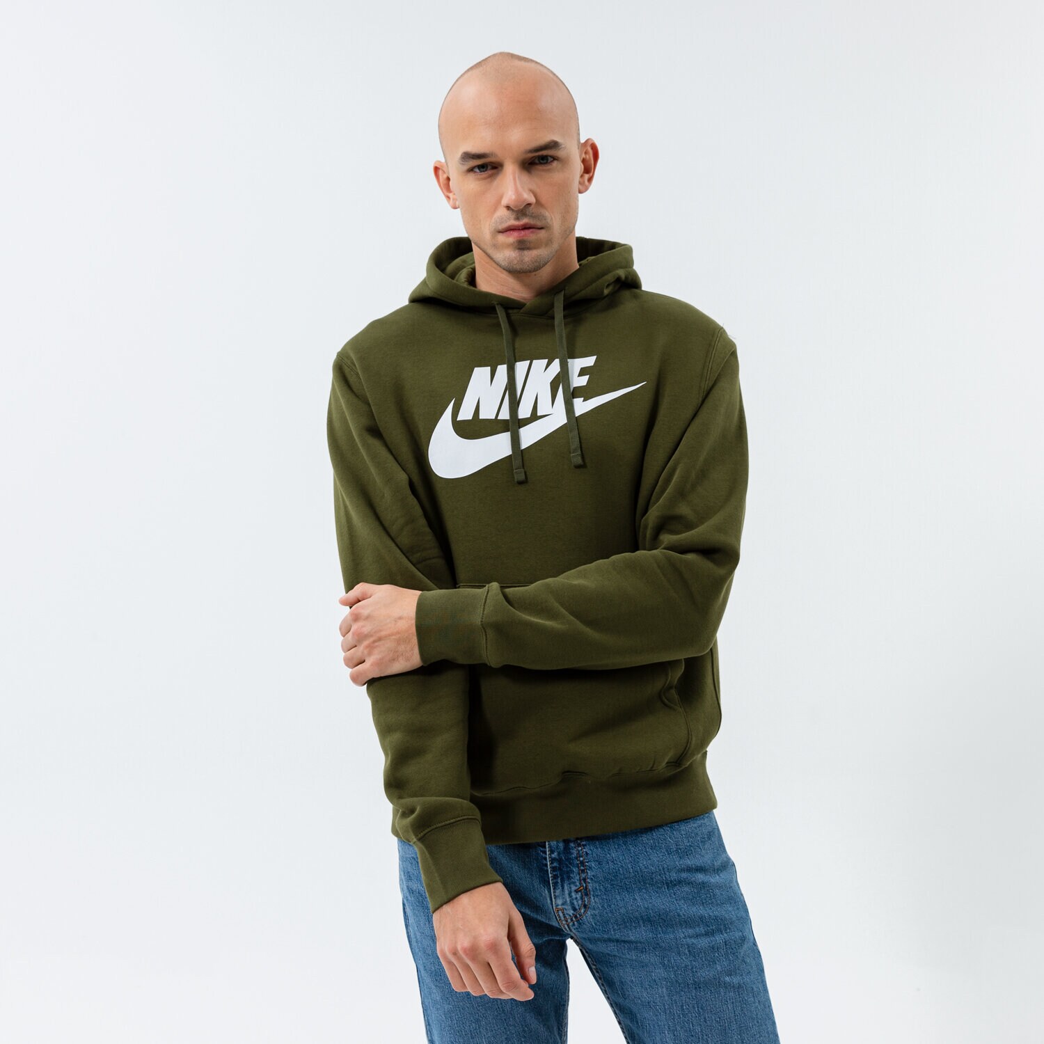 Bărbați bluză NIKE BLUZĂ CU GLUGĂ SPORTSWEAR CLUB FLEECE BV2973-327 Kaki