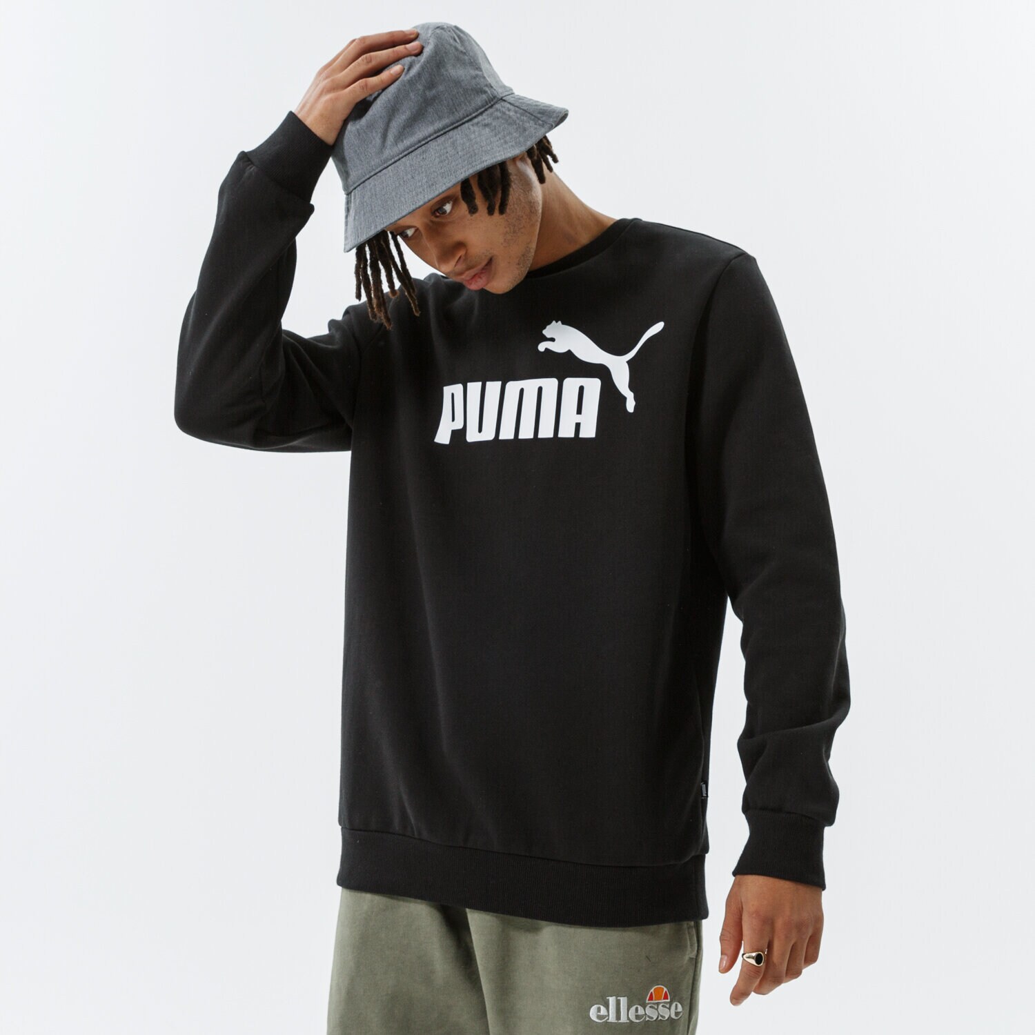 Bărbați bluză PUMA BLUZĂ ESS BIG LOGO CREW FL - PUMA BLACK 58667801 Negru