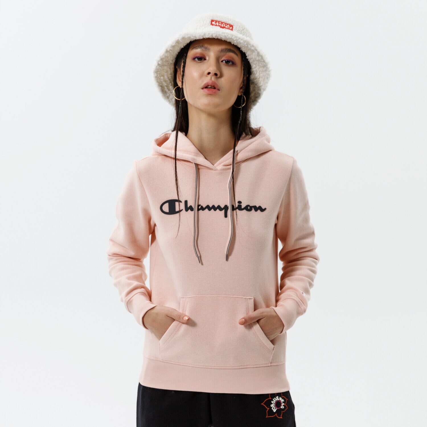 Femei bluză CHAMPION BLUZĂ CU GLUGĂ HOODED SWEATSHIRT 113207PS157 Roz