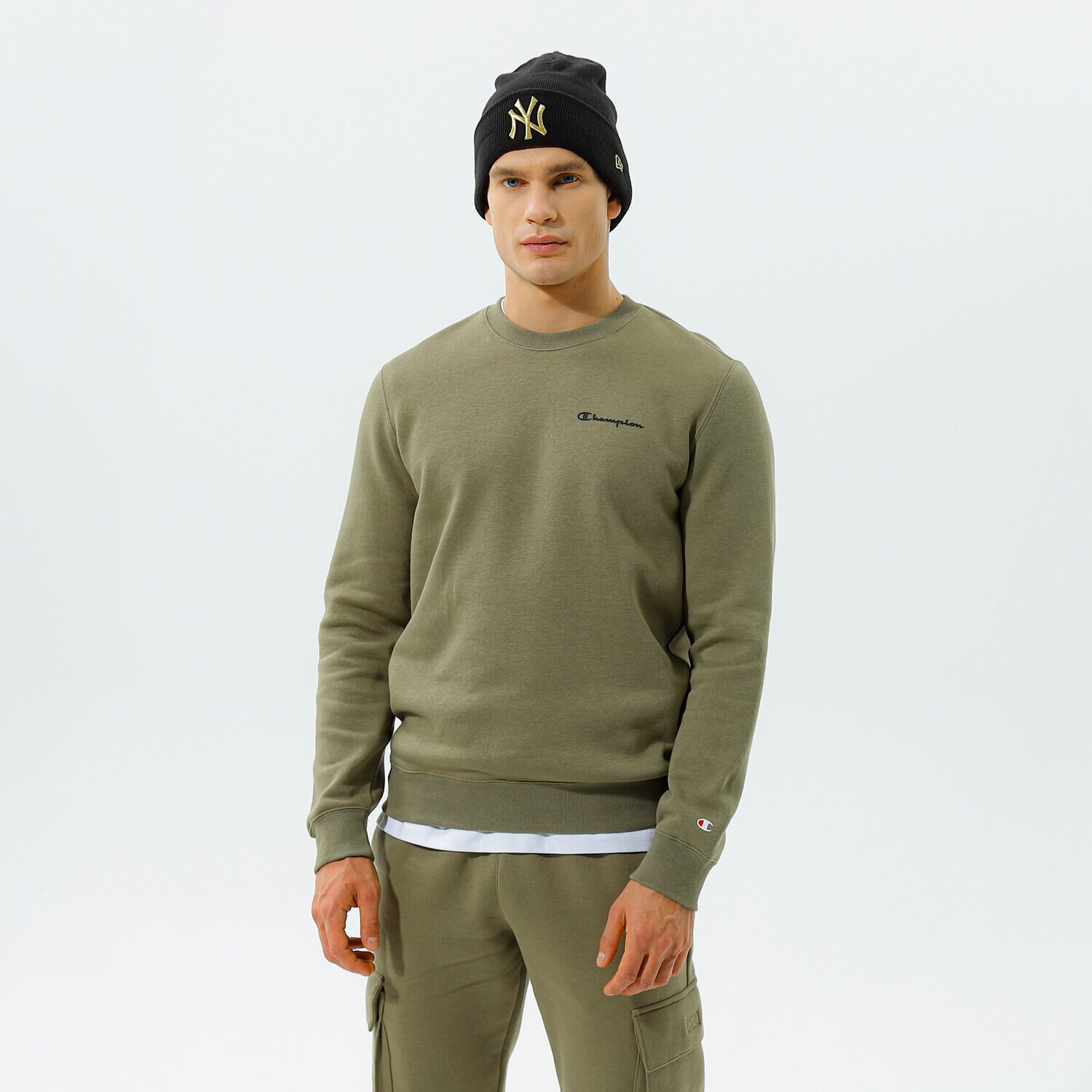 Bărbați bluză CHAMPION BLUZĂ CREWNECK SWEATSHIRT 214750GS044 Kaki