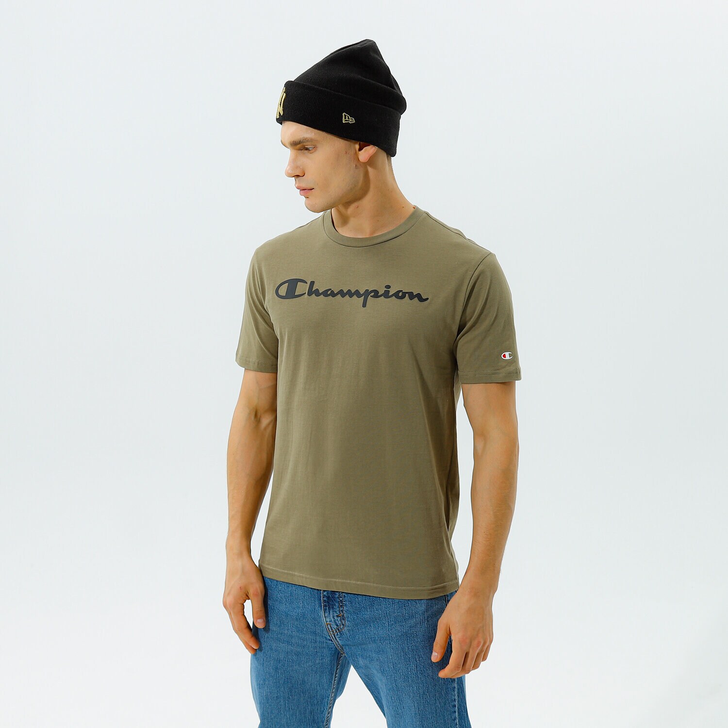 Bărbați tricou CHAMPION TRICOU CREWNECK TRICOU 214747GS044 Kaki