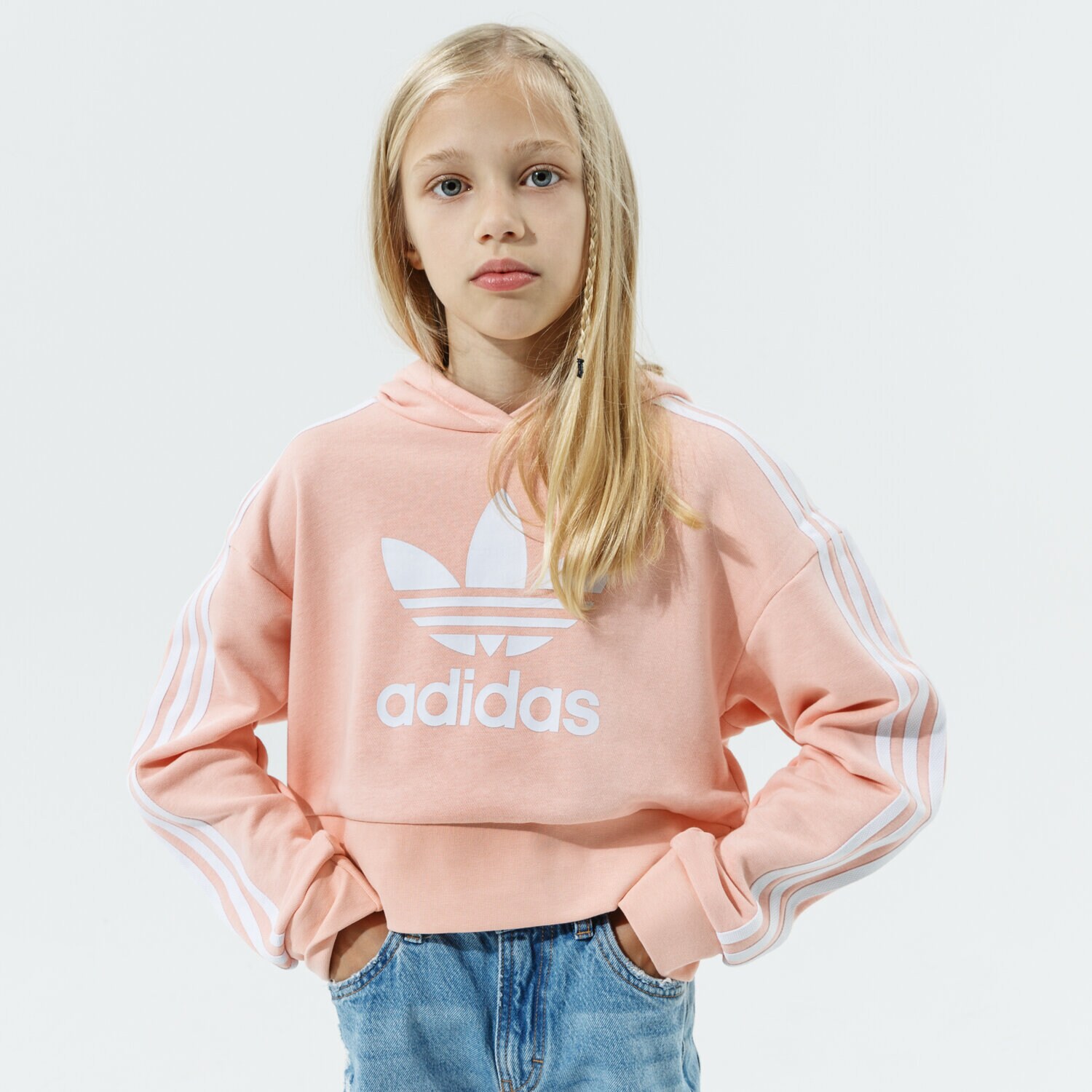Copii bluză ADIDAS BLUZĂ CU GLUGĂ CROPPED HOODIE GIRL H32339 Roz