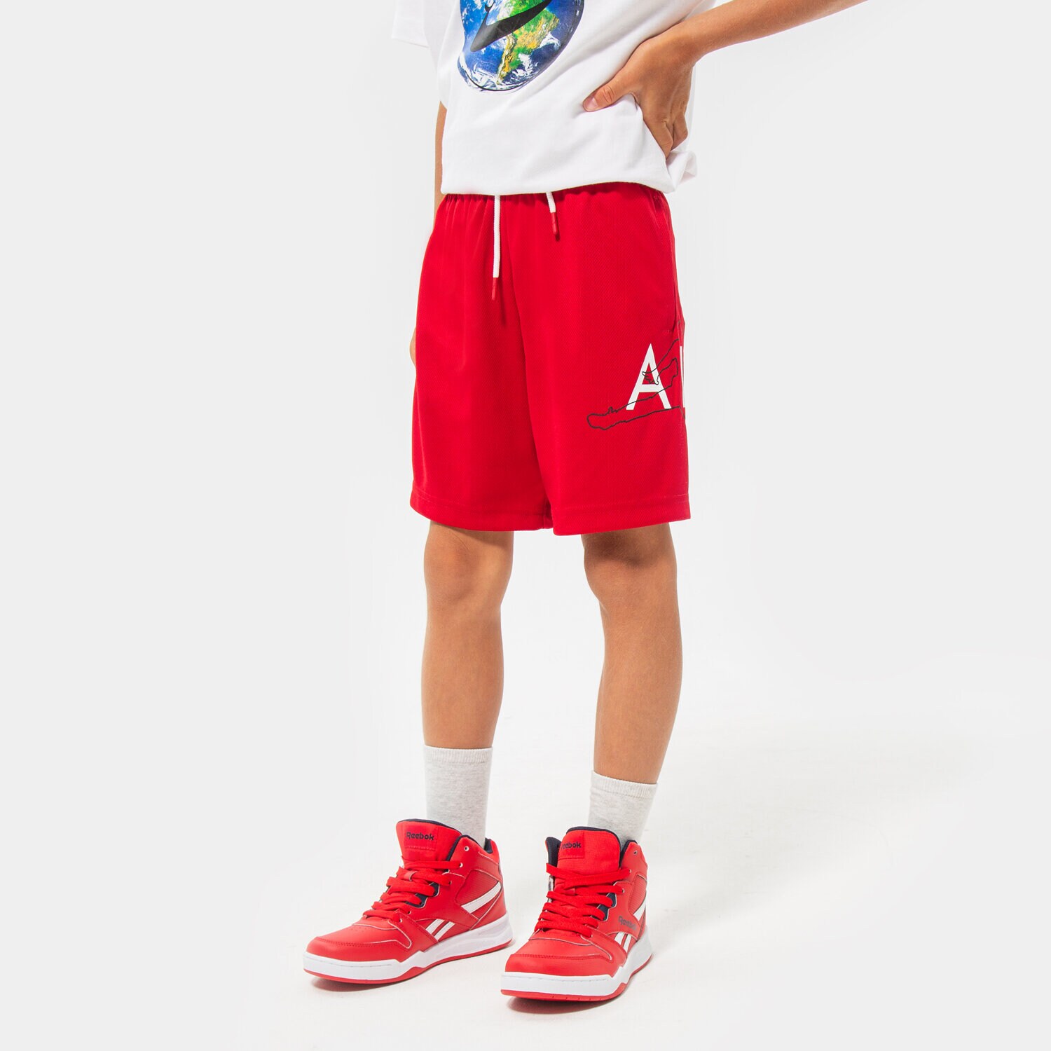 Pantaloni scurți și rochii pentru copii JORDAN PANTALONI SCURȚI JUMPMAN BIG AIR MESH SHORT BOY 95B219-R78 Roșu