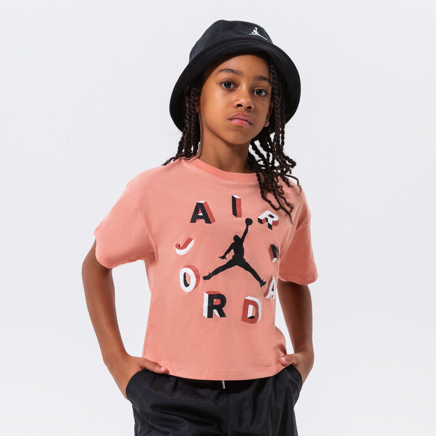 Copii tricou JORDAN TRICOU AIR JORDAN ROUND UP TEE GIRL 45B536-R1O Roz