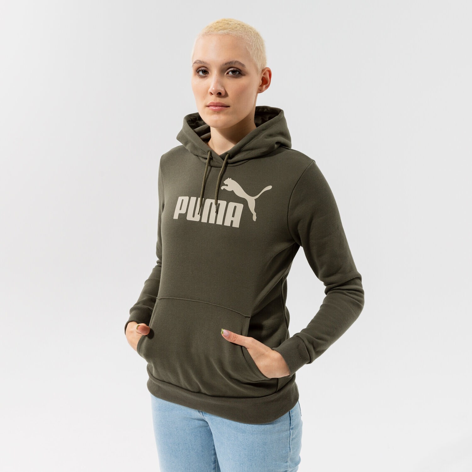 Femei bluză PUMA BLUZĂ CU GLUGĂ ESS LOGO HOODIE FL (S) - GRAPE LEAF 58678944 Kaki