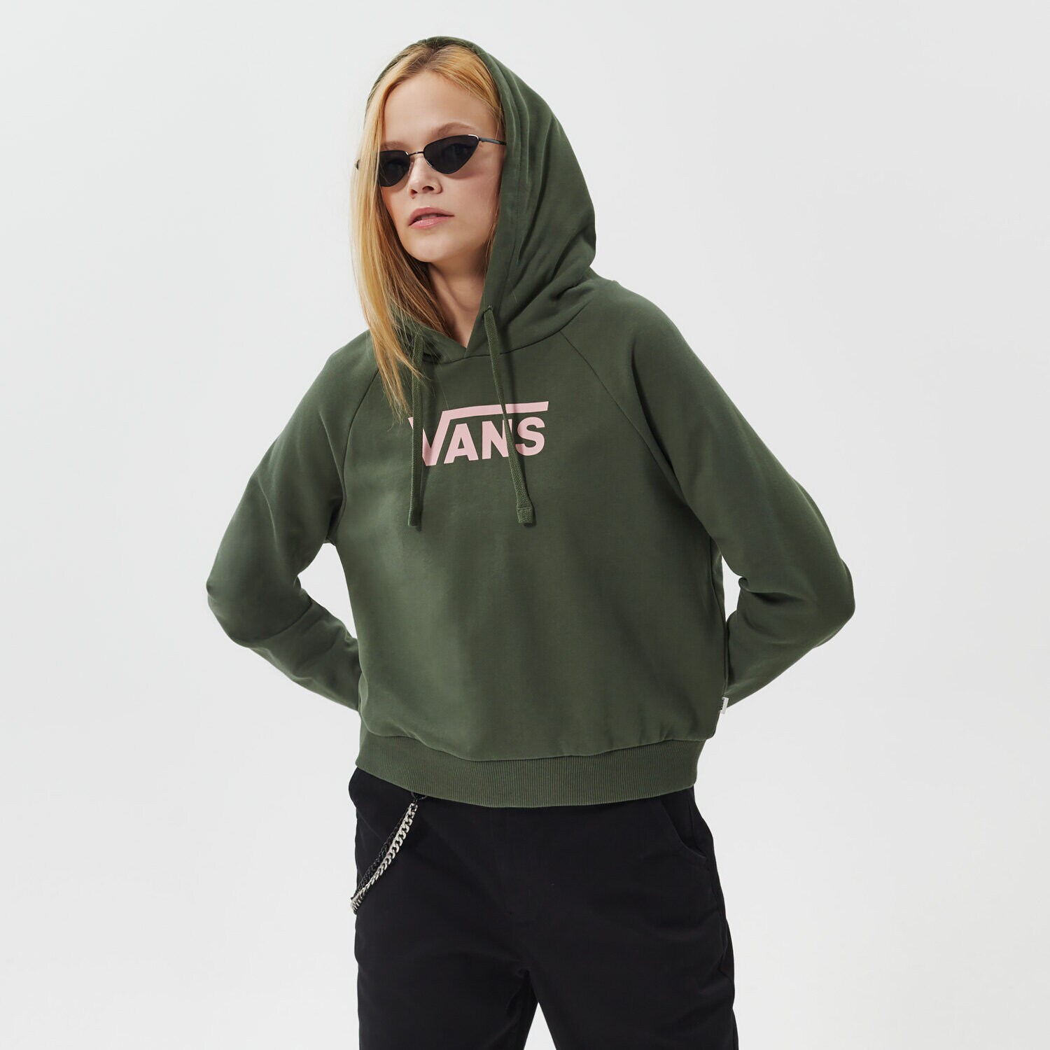 Femei bluză VANS BLUZĂ CU GLUGĂ FLYING V FT BOXY HOODIE VN0A4BG37WJ1 Verde