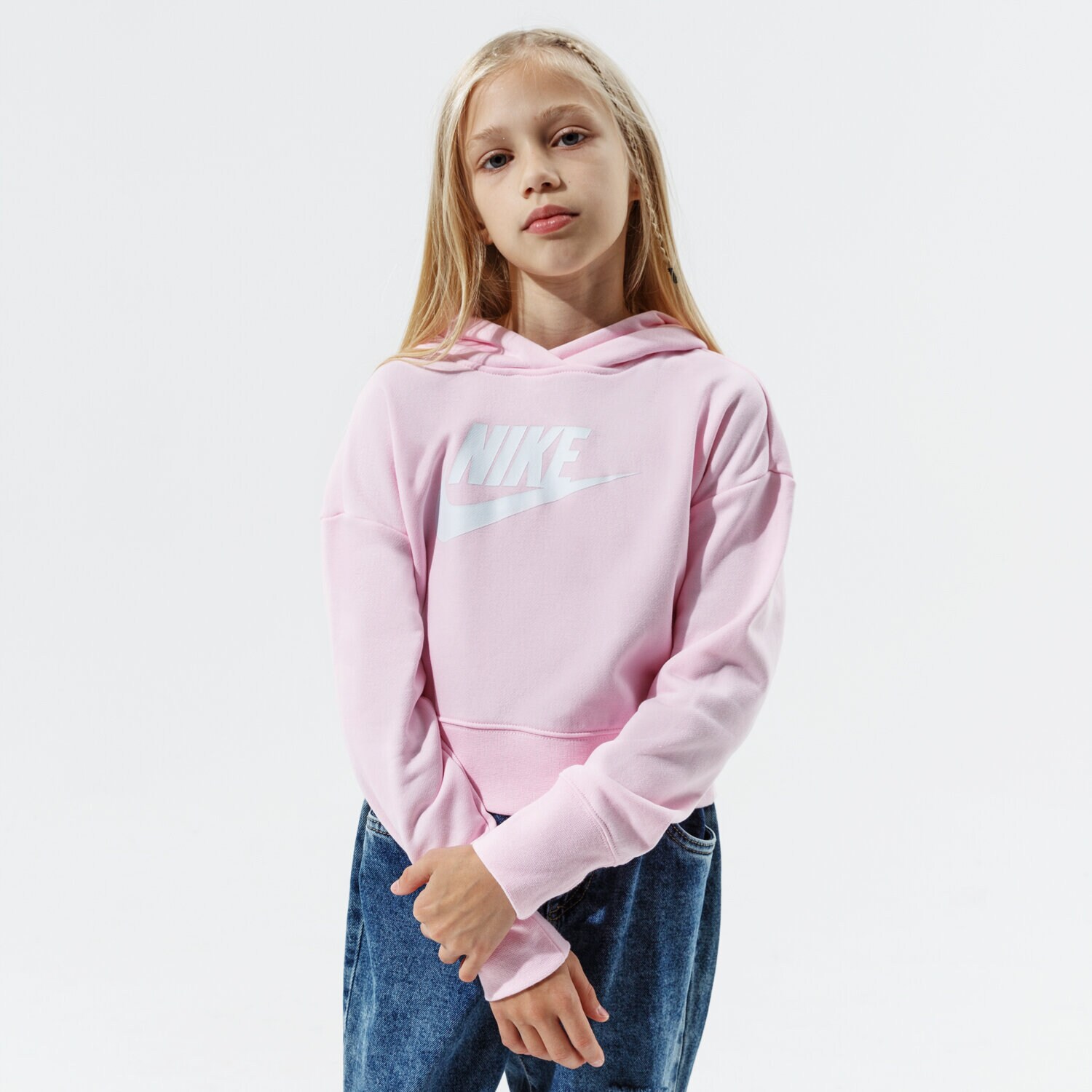 Copii bluză NIKE BLUZĂ CU GLUGĂ SPORTSWEAR CLUB GIRL DC7210-663 Roz