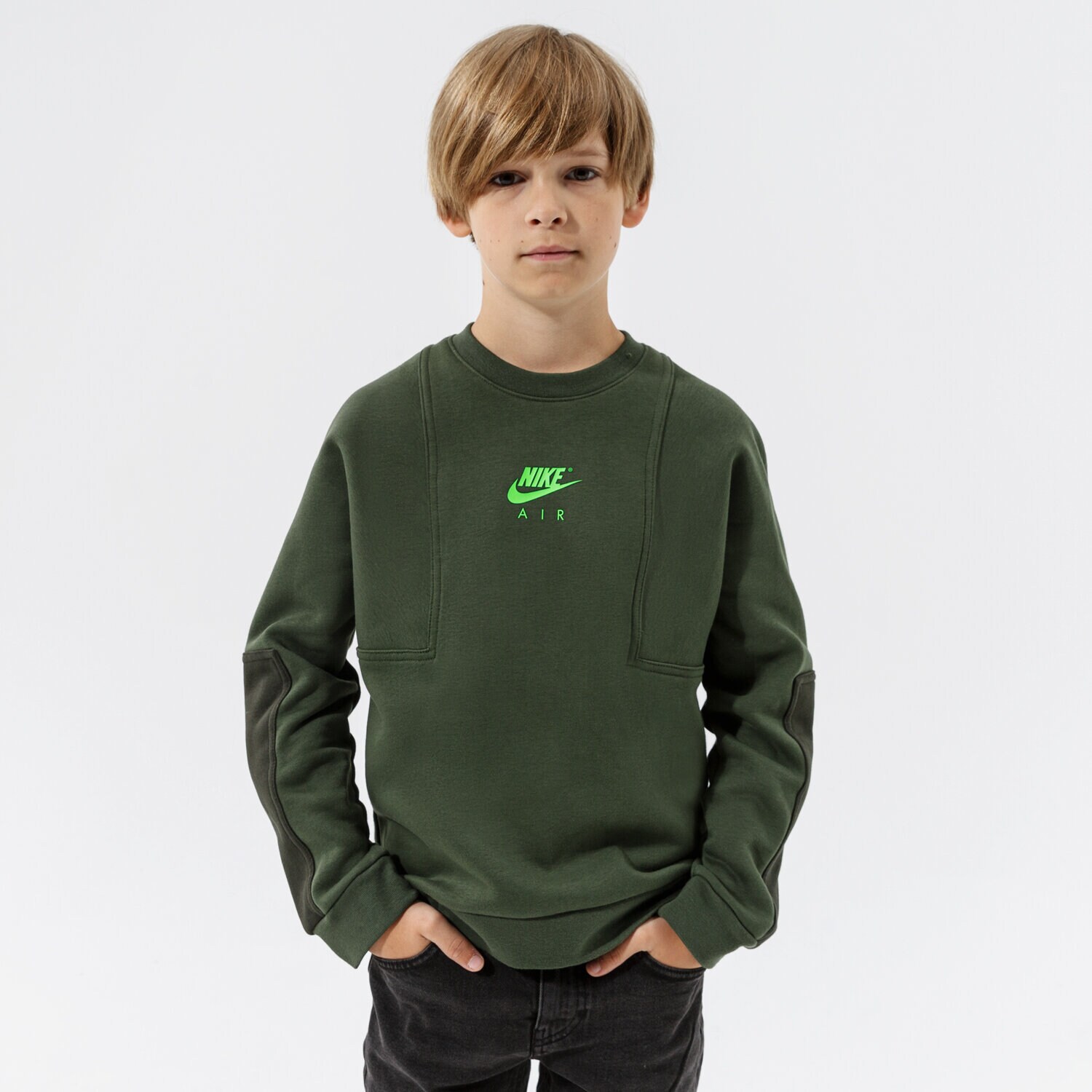 Copii bluză NIKE BLUZĂ B NSW AIR CREW BOY DD8709-335 Kaki