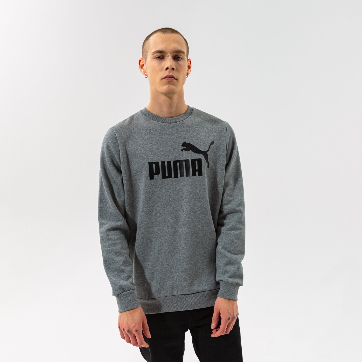 Bărbați bluză PUMA BLUZĂ ESS BIG LOGO CREW FL - MEDIUM GRAY HEATHER 58667803 Gri