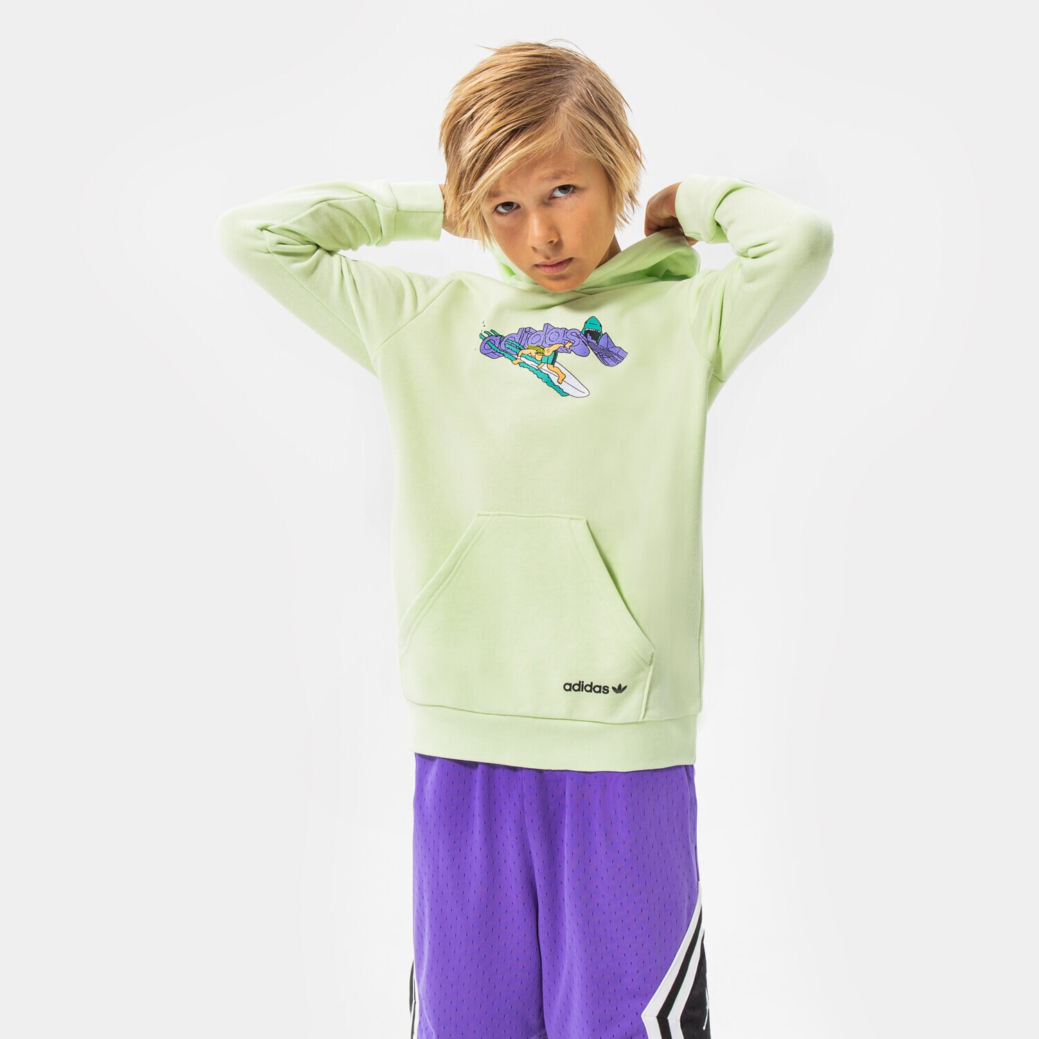 Copii bluză ADIDAS BLUZĂ CU GLUGĂ HOODIE BOY HF7436 Verde
