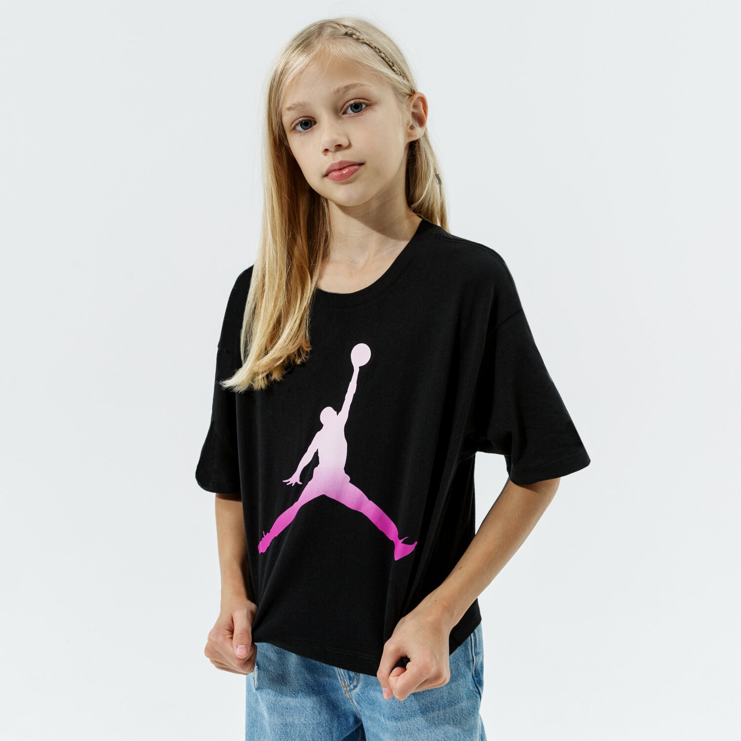 Copii tricou JORDAN TRICOU JDG SHORT SLEEVE GRAPHIC TRICOU GIRL 45A437-023 Negru