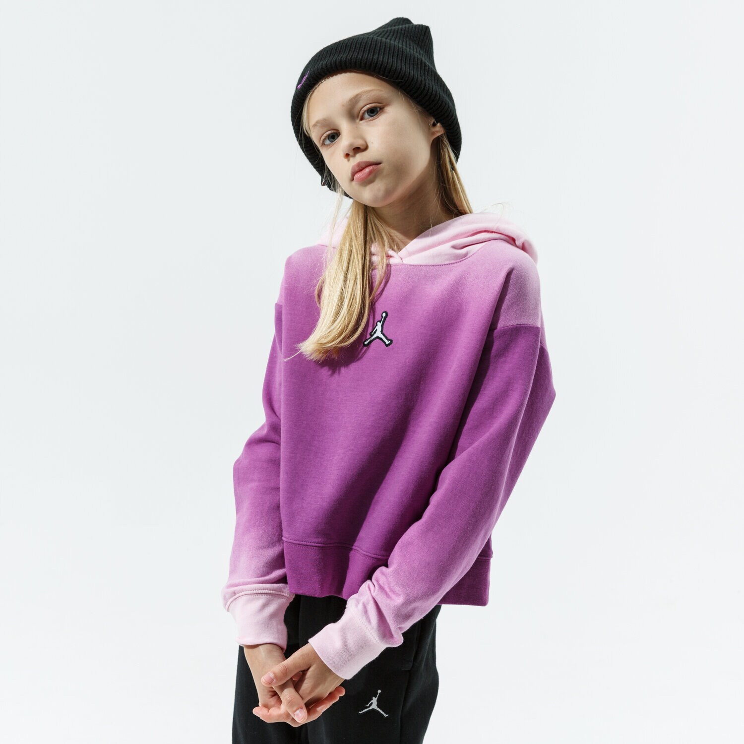 Copii bluză JORDAN BLUZĂ CU GLUGĂ JORDAN ESSENTIALS GIRL 45A881-P1G Violet