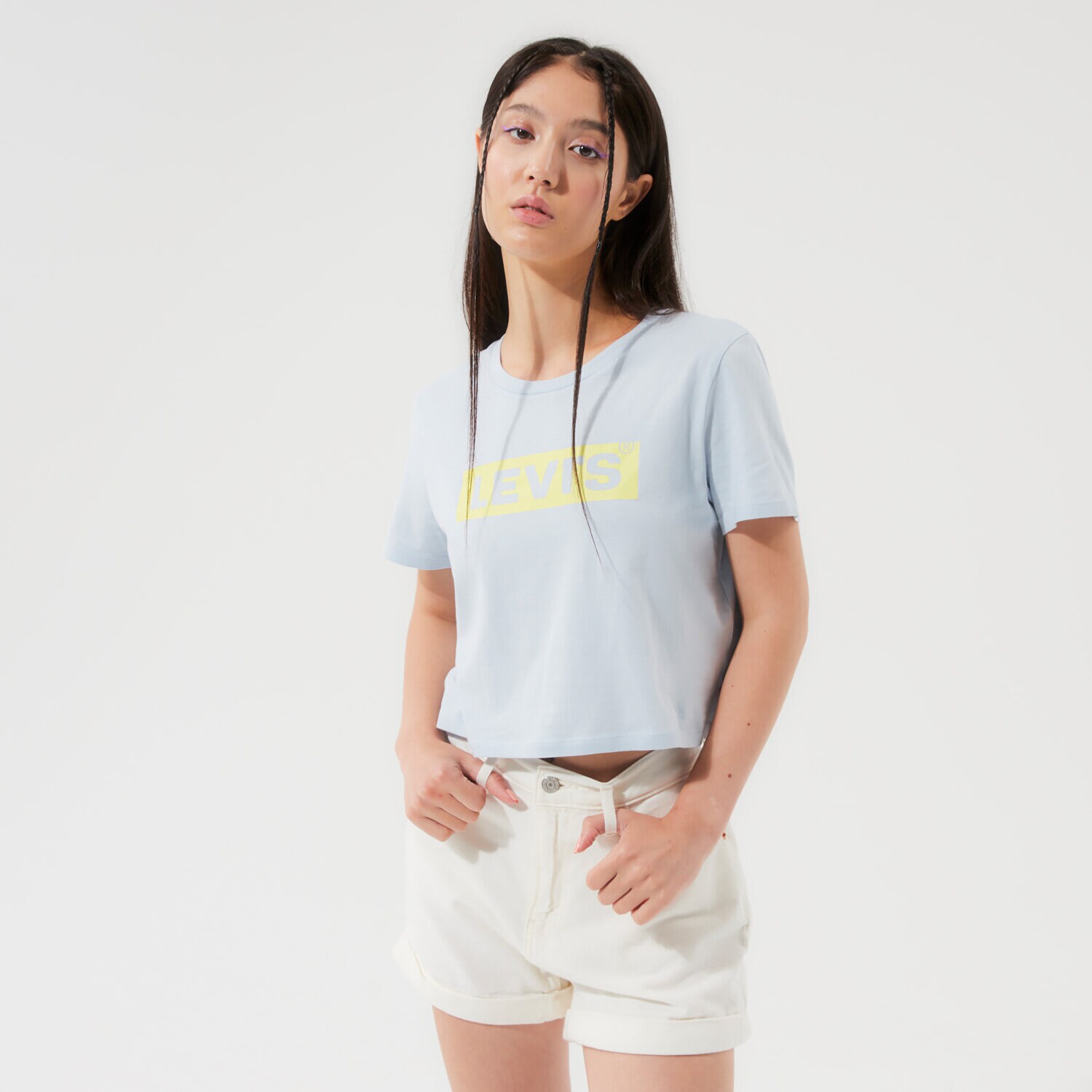 Femei tricou LEVI'S TRICOU CROPPED JORDIE TEE A0785-0011 Albastru