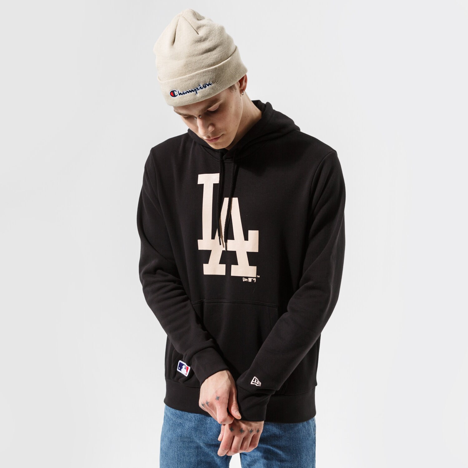 Bărbați bluză NEW ERA BLUZĂ CU GLUGĂ MLB SEASNL TEAM LOGO HOODY LOSDOD BLK 12827239 Negru