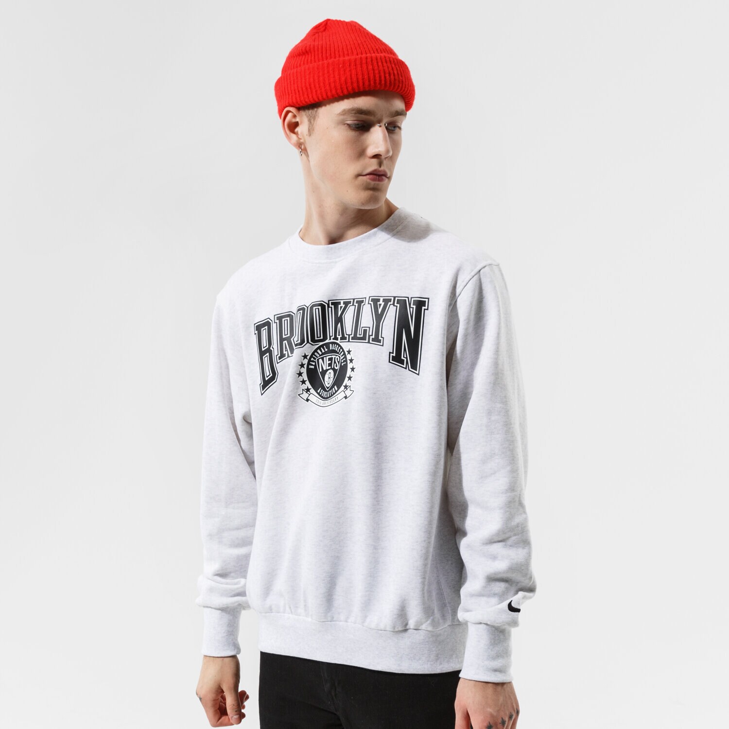 Bărbați bluză NIKE BLUZĂ BKN M NK FLC CREW CTS 75 NBA DJ2795-051 Gri