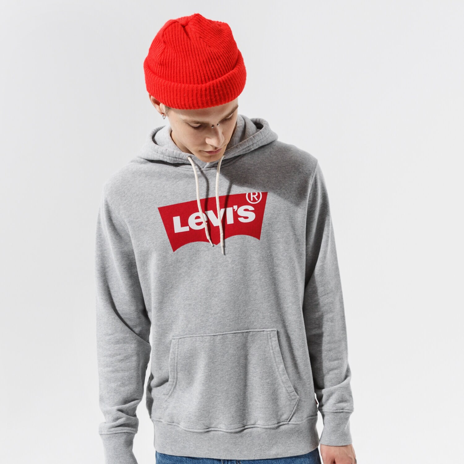 Bărbați bluză LEVI'S BLUZĂ CU GLUGĂ T2 STD GRAPHIC HOODIE 384240000 Gri